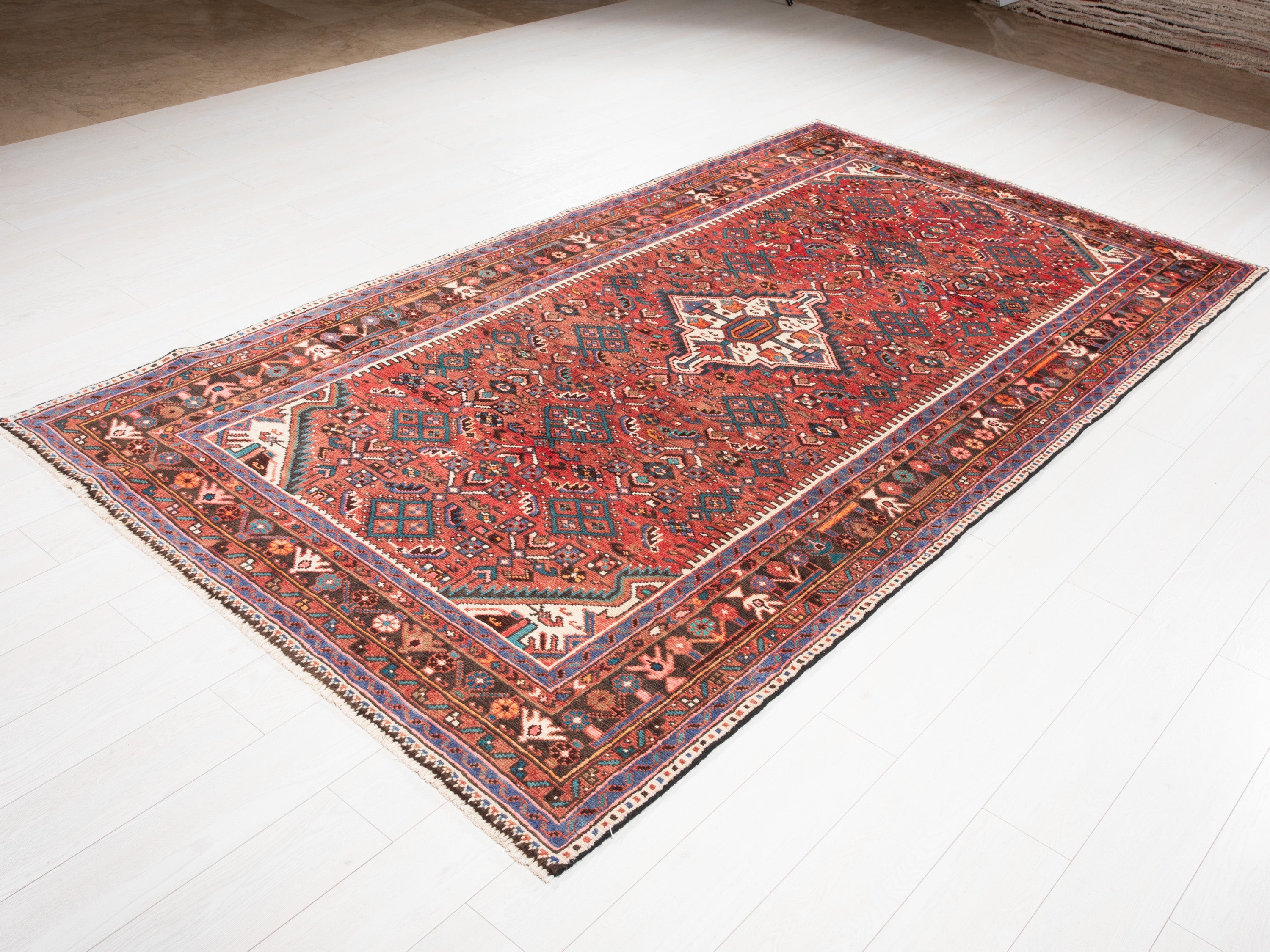 Hand-Knotted Vintage Wool Area Rug – 9' 3" x 5' 2" (283 x 158 cm) - Yasi & Fara