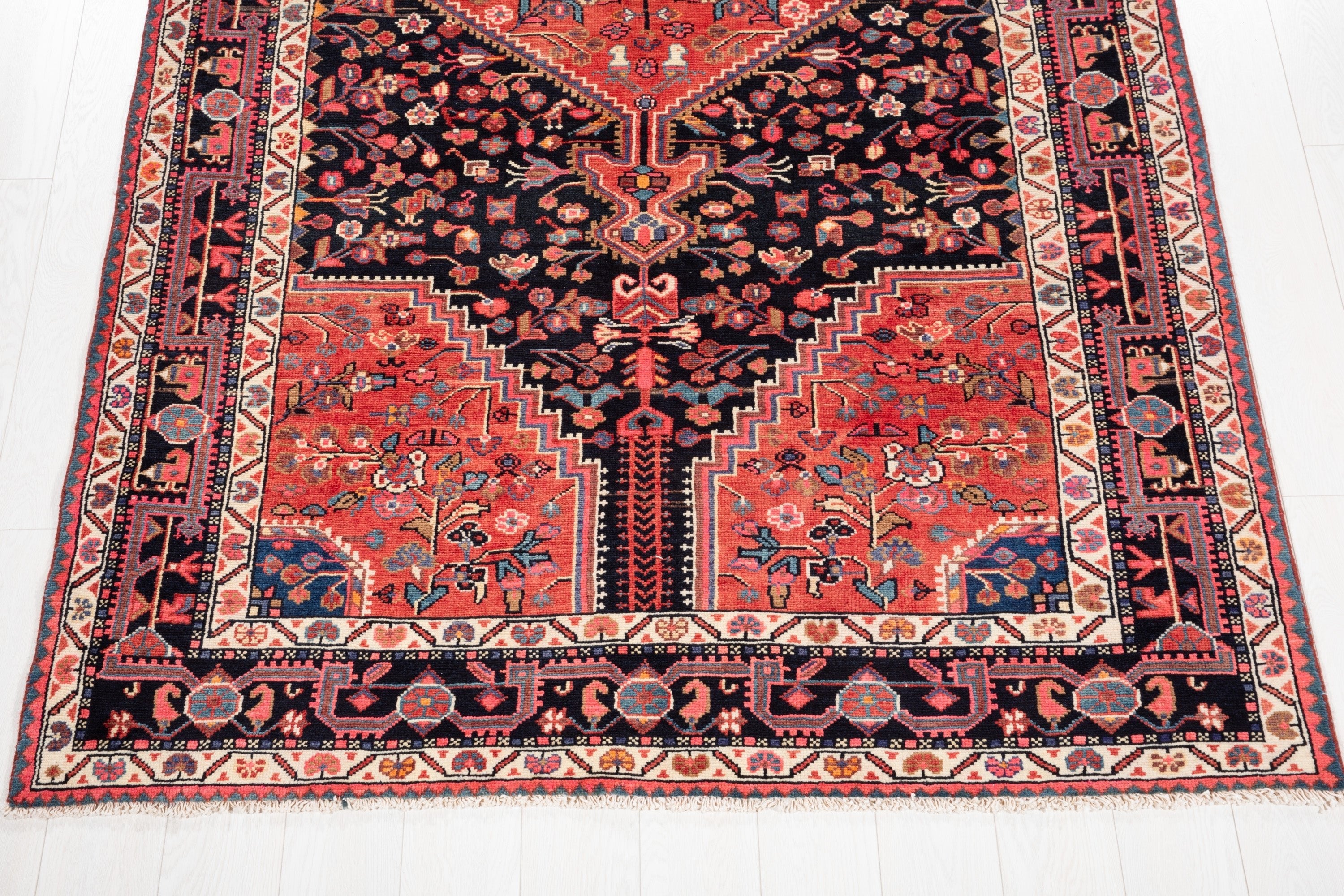 Hand-Knotted Vintage Wool Area Rug – 11' 3" x 5' 5" (342 x 164 cm) - Yasi & Fara
