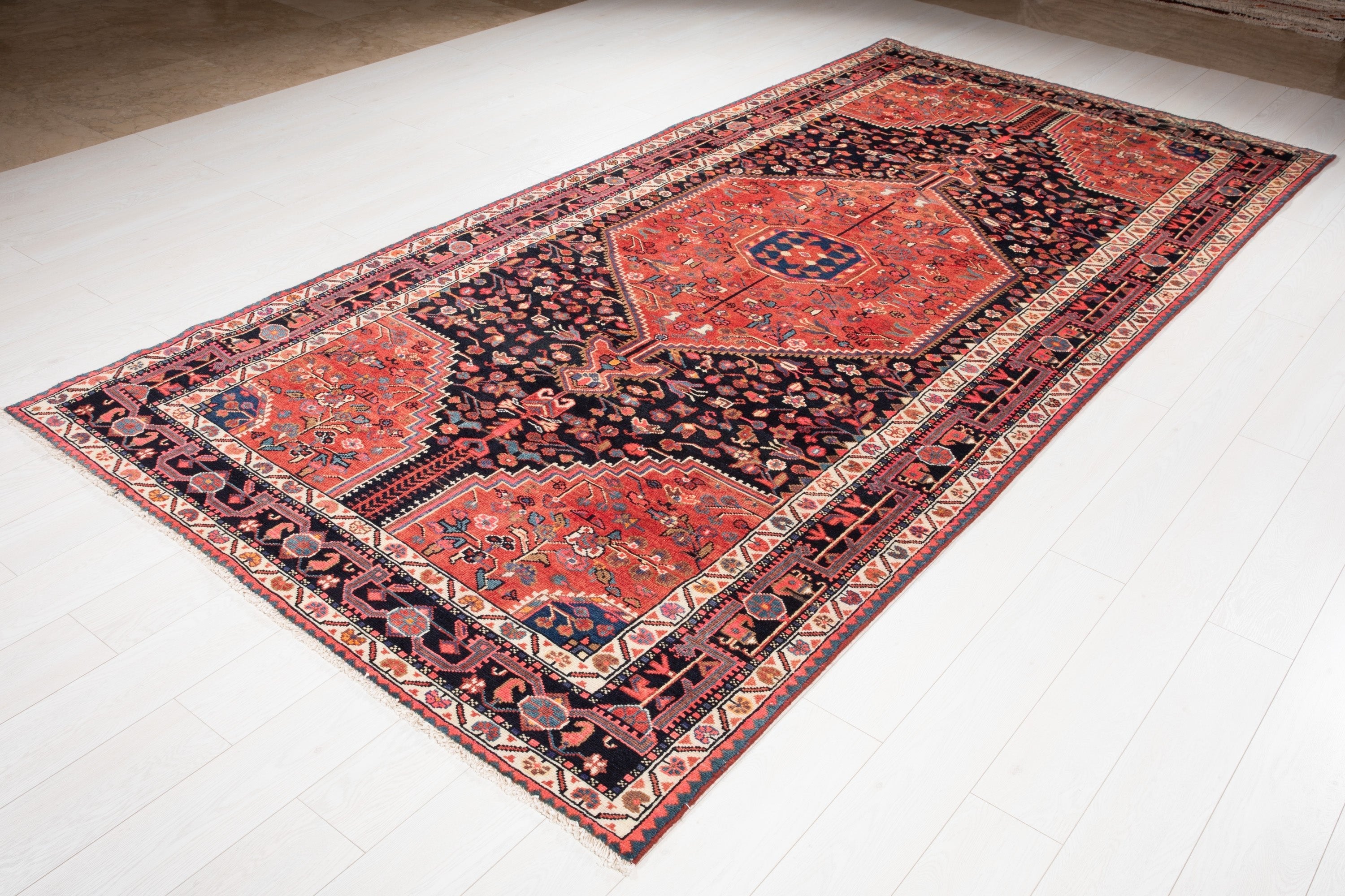 Hand-Knotted Vintage Wool Area Rug – 11' 3" x 5' 5" (342 x 164 cm) - Yasi & Fara