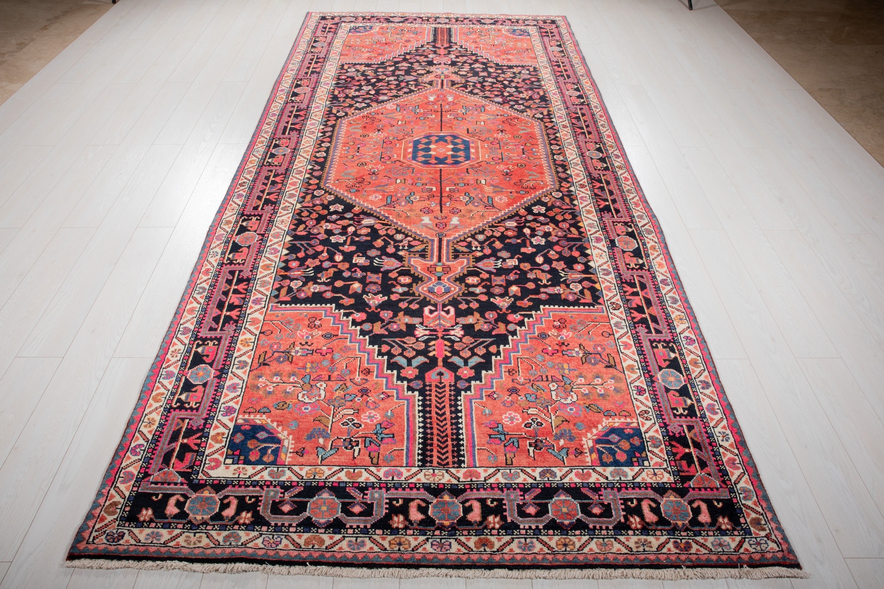 Hand-Knotted Vintage Wool Area Rug – 11' 3" x 5' 5" (342 x 164 cm) - Yasi & Fara