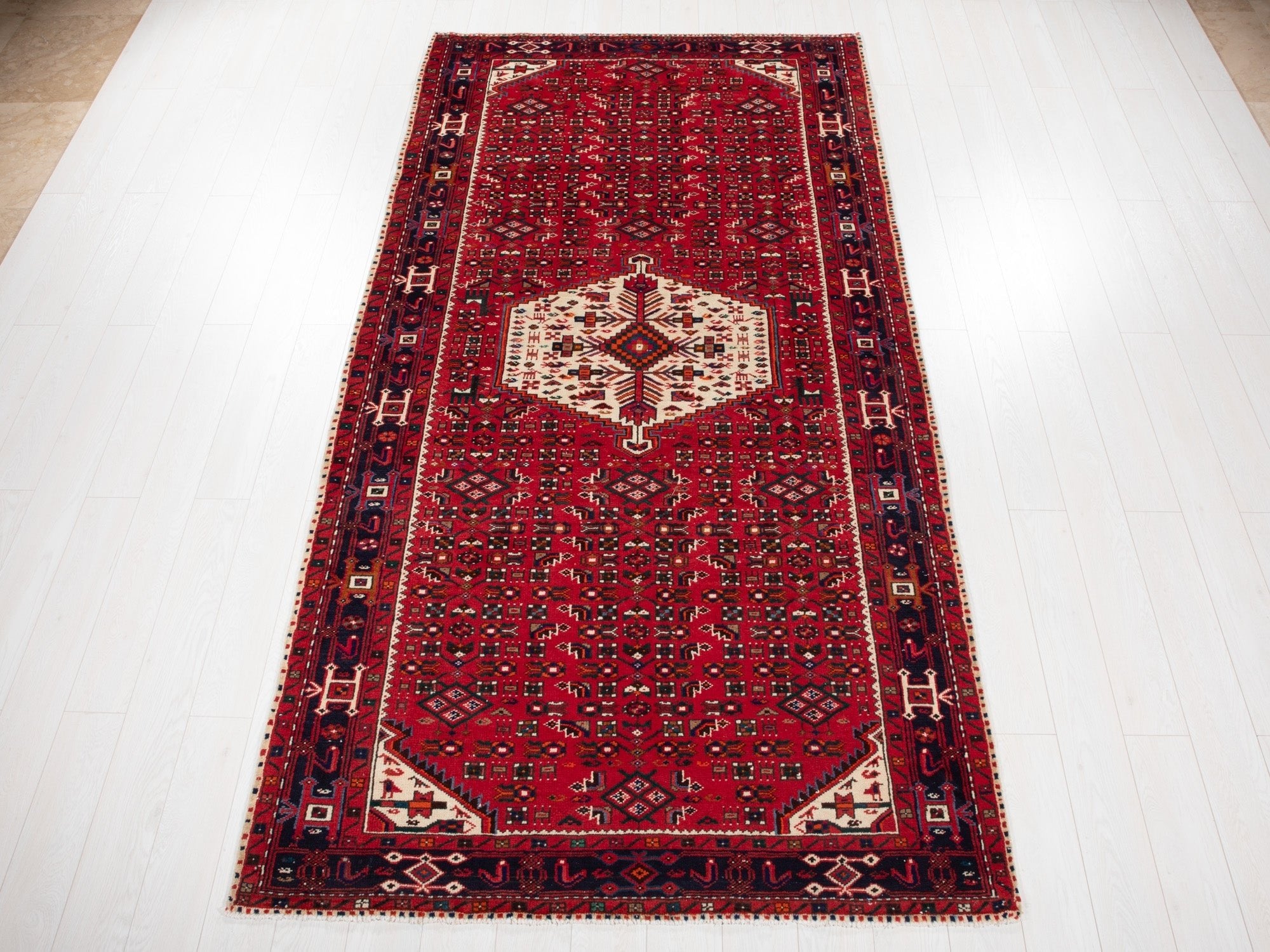 Hand-Knotted Vintage Wool Area Rug – 10' 4" x 5' 3" (314 × 159 cm) - Yasi & Fara