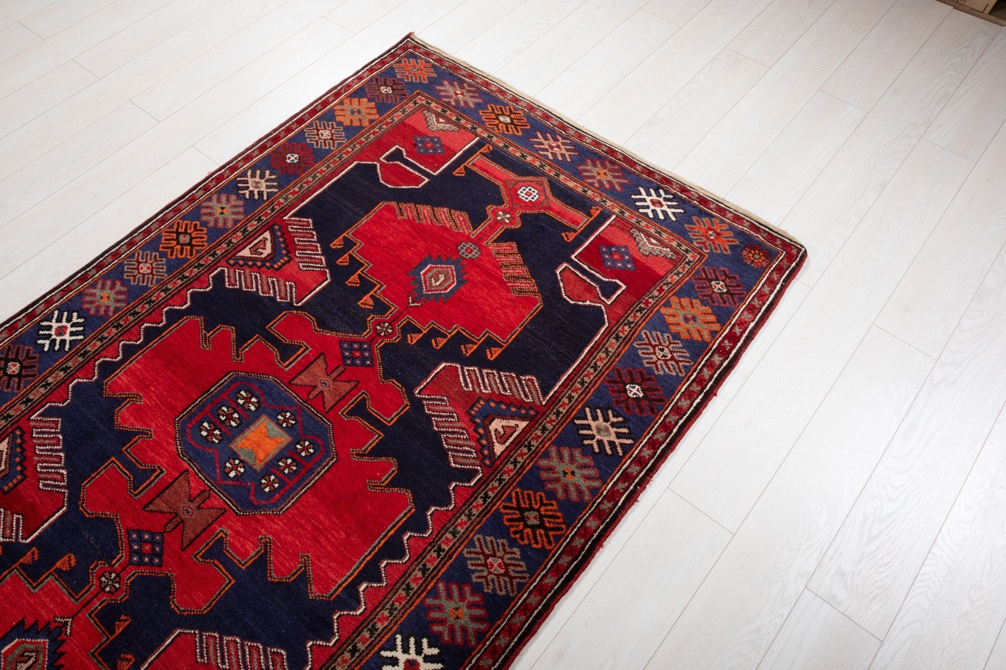 Hand-Knotted Vintage Wool Area Rug – 7' 3" x 4' 3" (222 × 130 cm) - Yasi & Fara