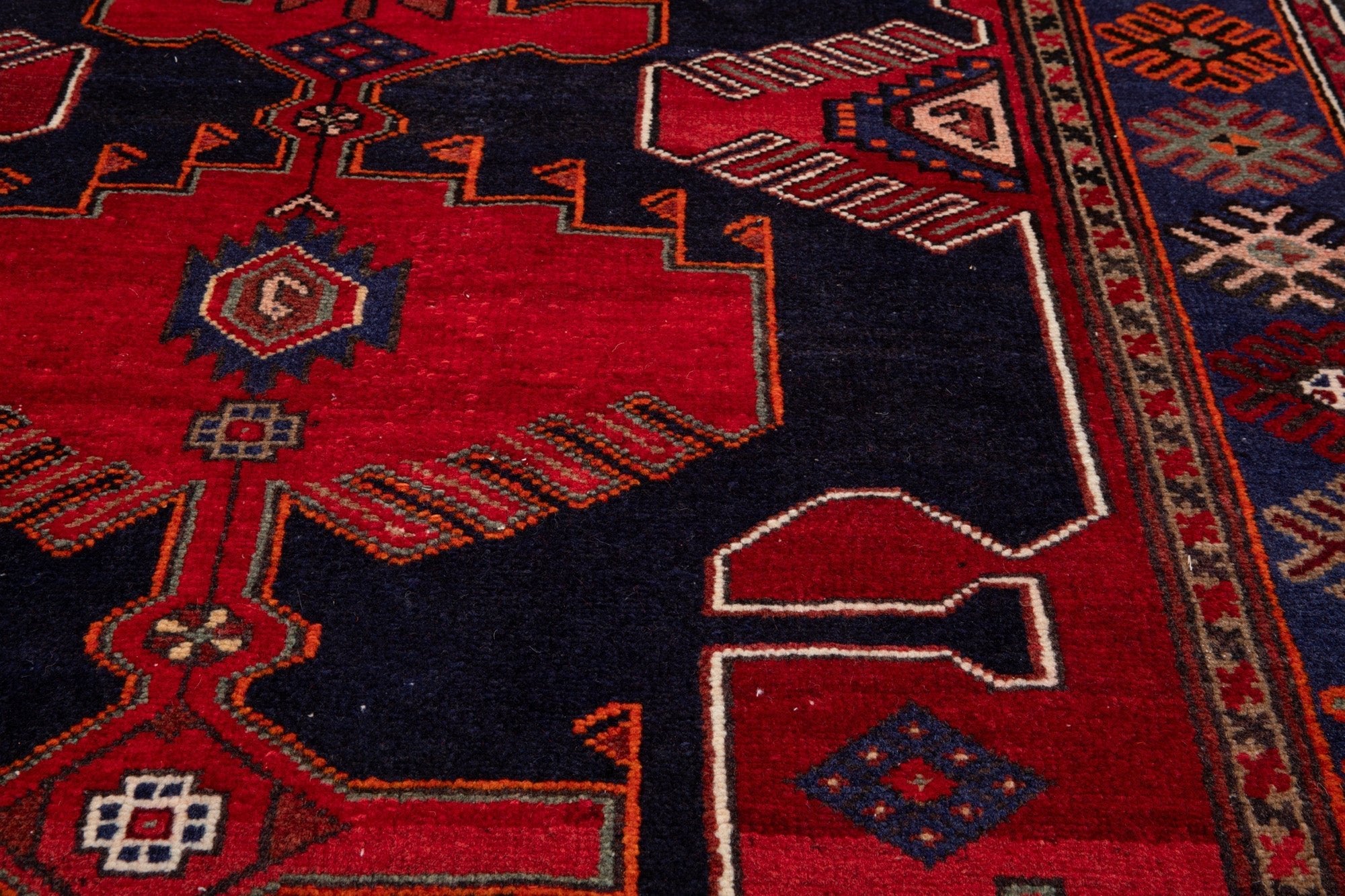 Hand-Knotted Vintage Wool Area Rug – 7' 3" x 4' 3" (222 × 130 cm) - Yasi & Fara