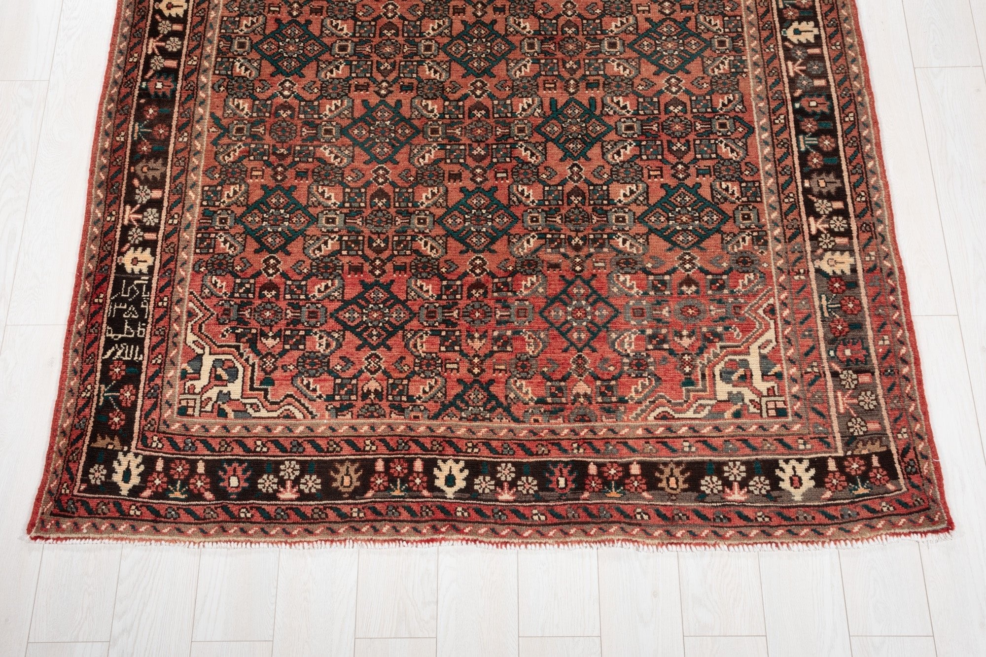 Hand-Knotted Vintage Wool Area Rug – 10' 6" x 5' 5" (320 × 166 cm) - Yasi & Fara