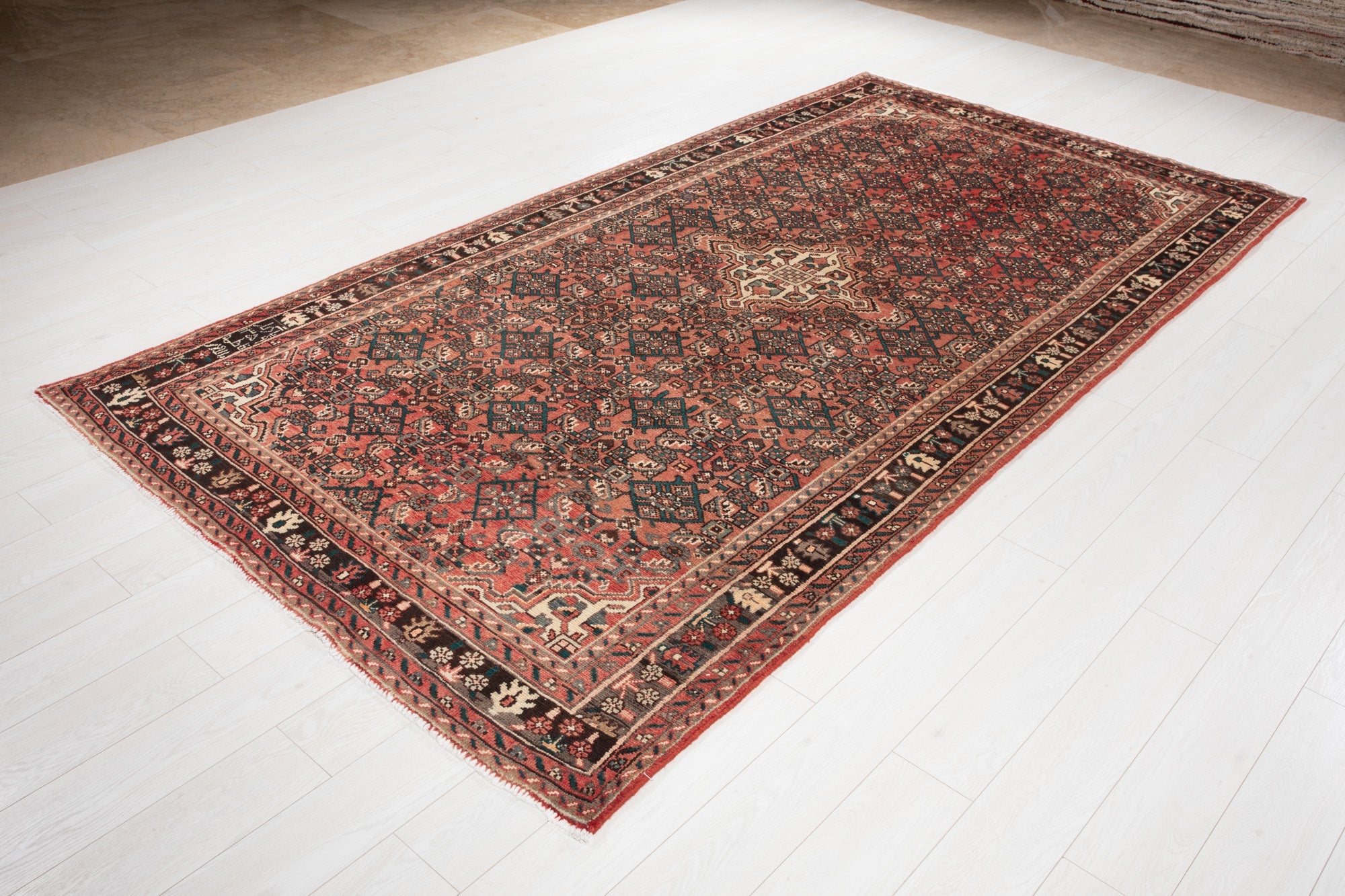 Hand-Knotted Vintage Wool Area Rug – 10' 6" x 5' 5" (320 × 166 cm) - Yasi & Fara