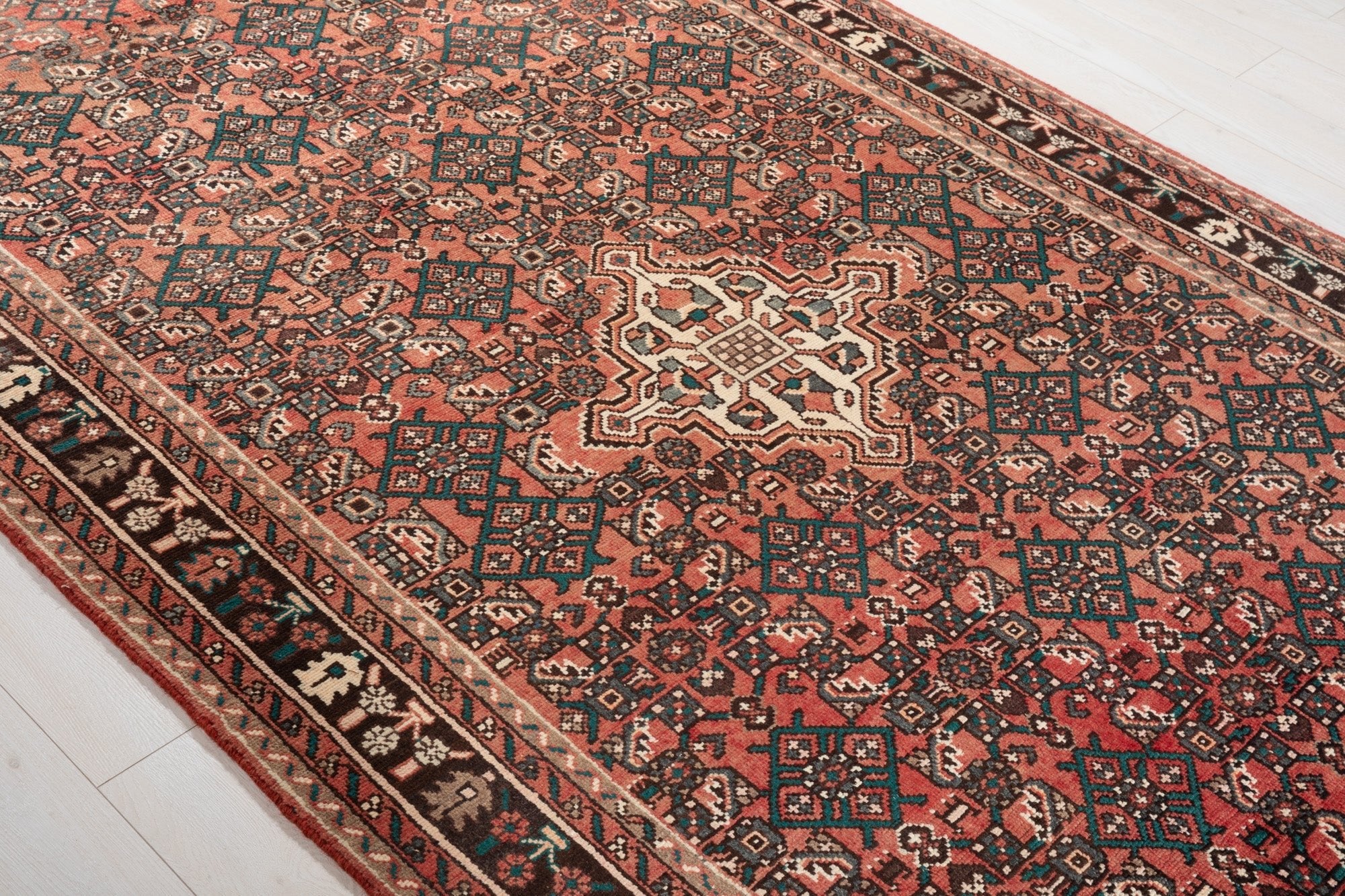 Hand-Knotted Vintage Wool Area Rug – 10' 6" x 5' 5" (320 × 166 cm) - Yasi & Fara