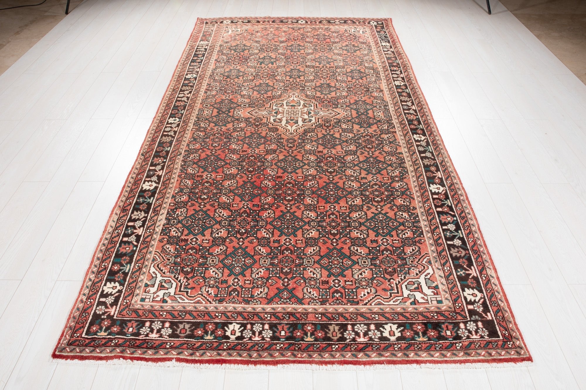Hand-Knotted Vintage Wool Area Rug – 10' 6" x 5' 5" (320 × 166 cm) - Yasi & Fara
