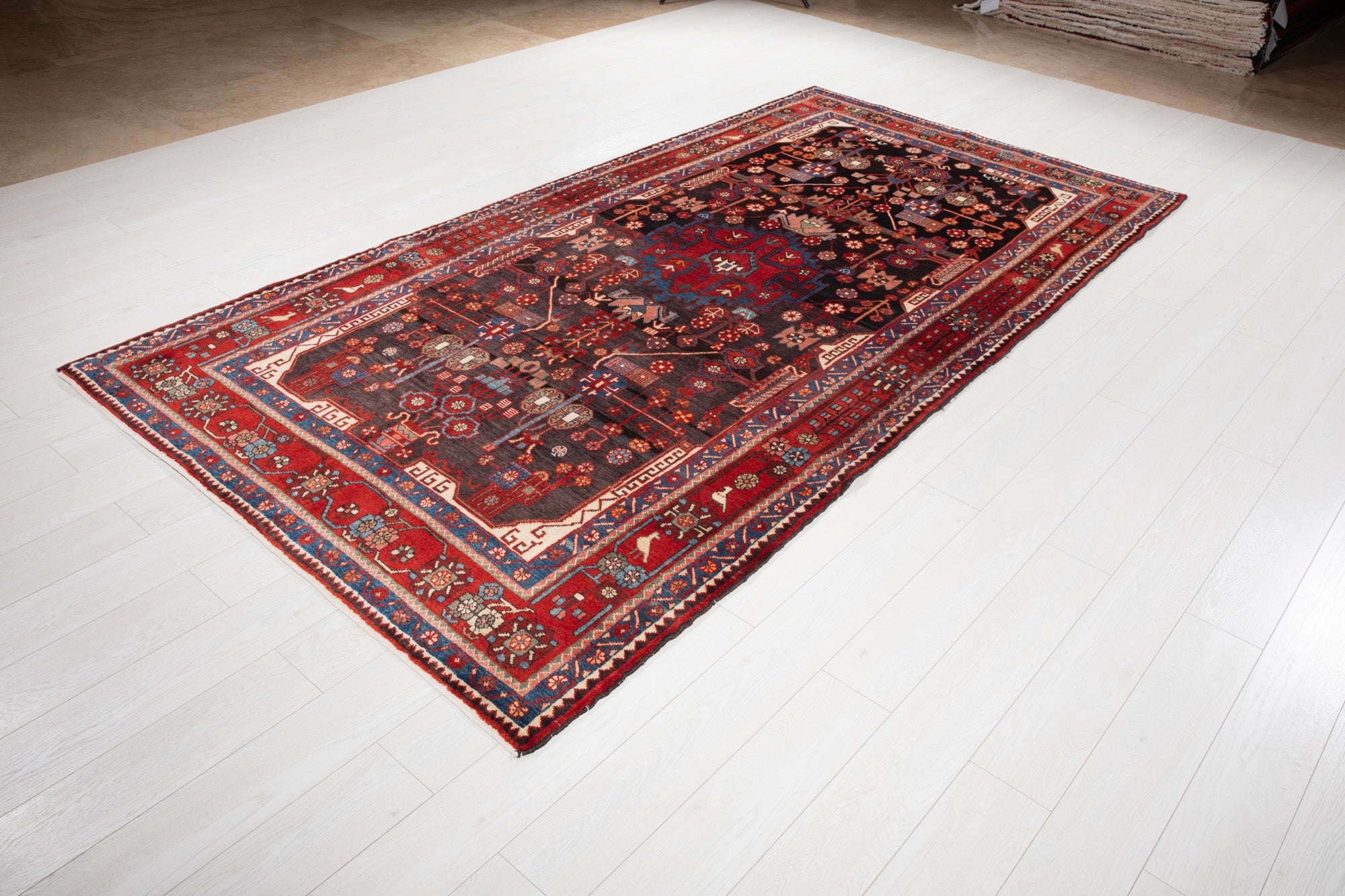 Hand-Knotted Vintage Wool Area Rug – 10' 3" x 5' 4" (313 × 163 cm) - Yasi & Fara