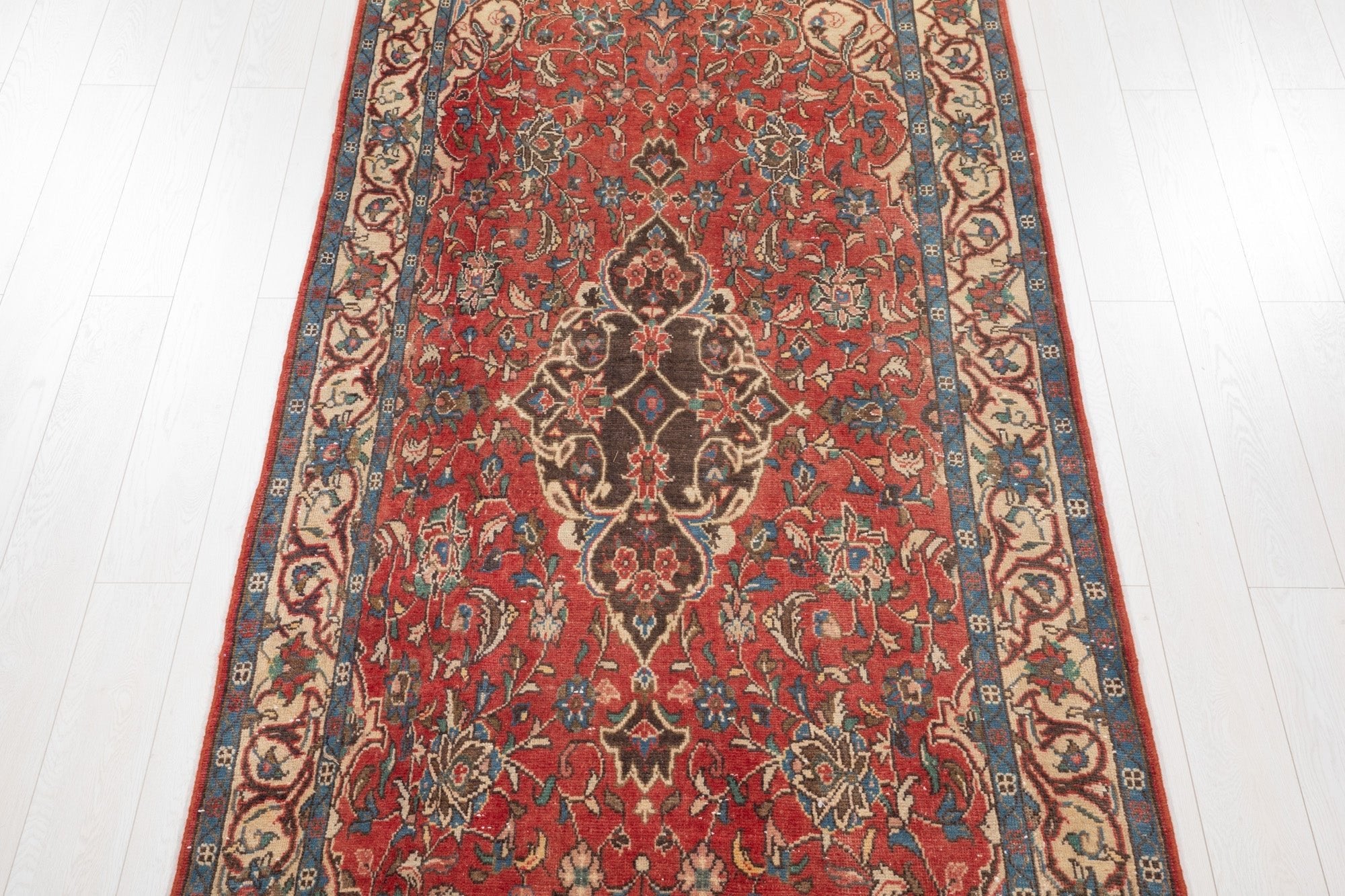 Hand-Knotted Vintage Wool Runner Rug – 10' x 4' 5" (304 x 134 cm) - Yasi & Fara