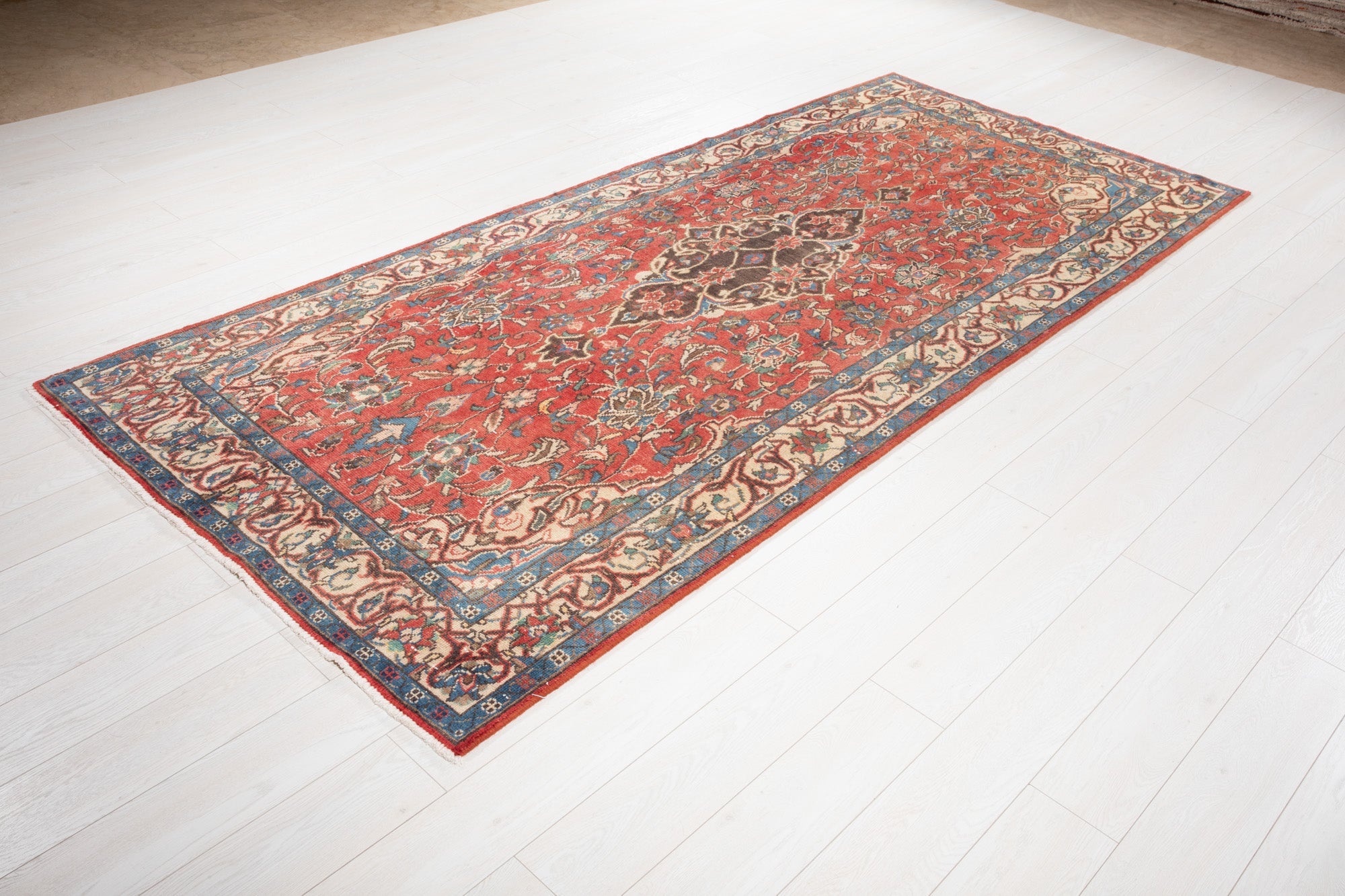 Hand-Knotted Vintage Wool Runner Rug – 10' x 4' 5" (304 x 134 cm) - Yasi & Fara
