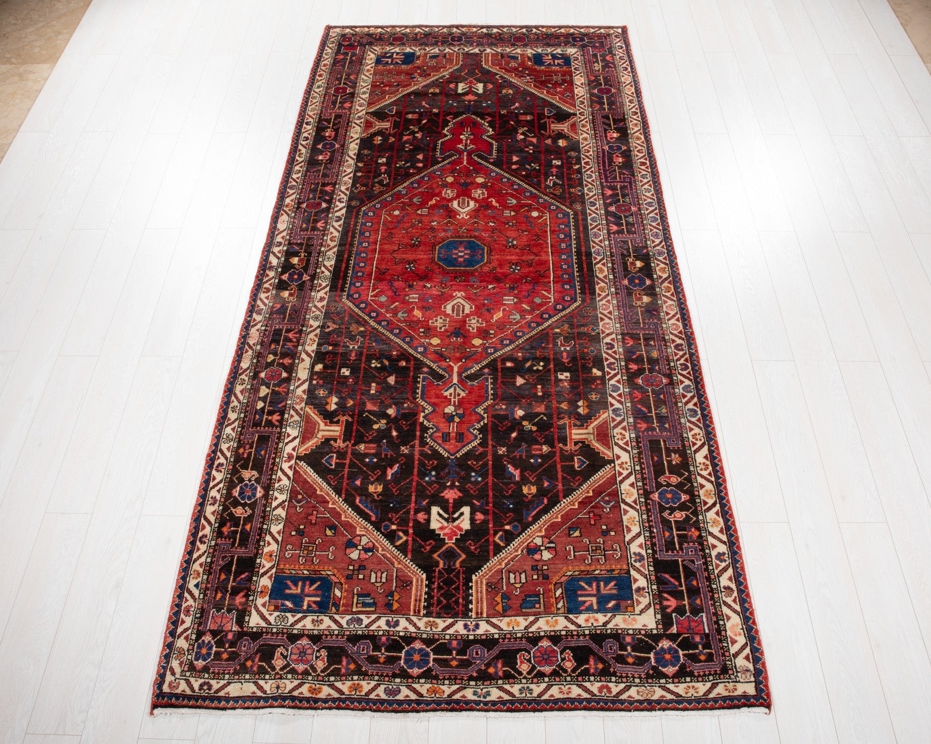 Hand-Knotted Vintage Wool Area Rug – 10' 5" x 5' (318 x 152 cm) - Yasi & Fara