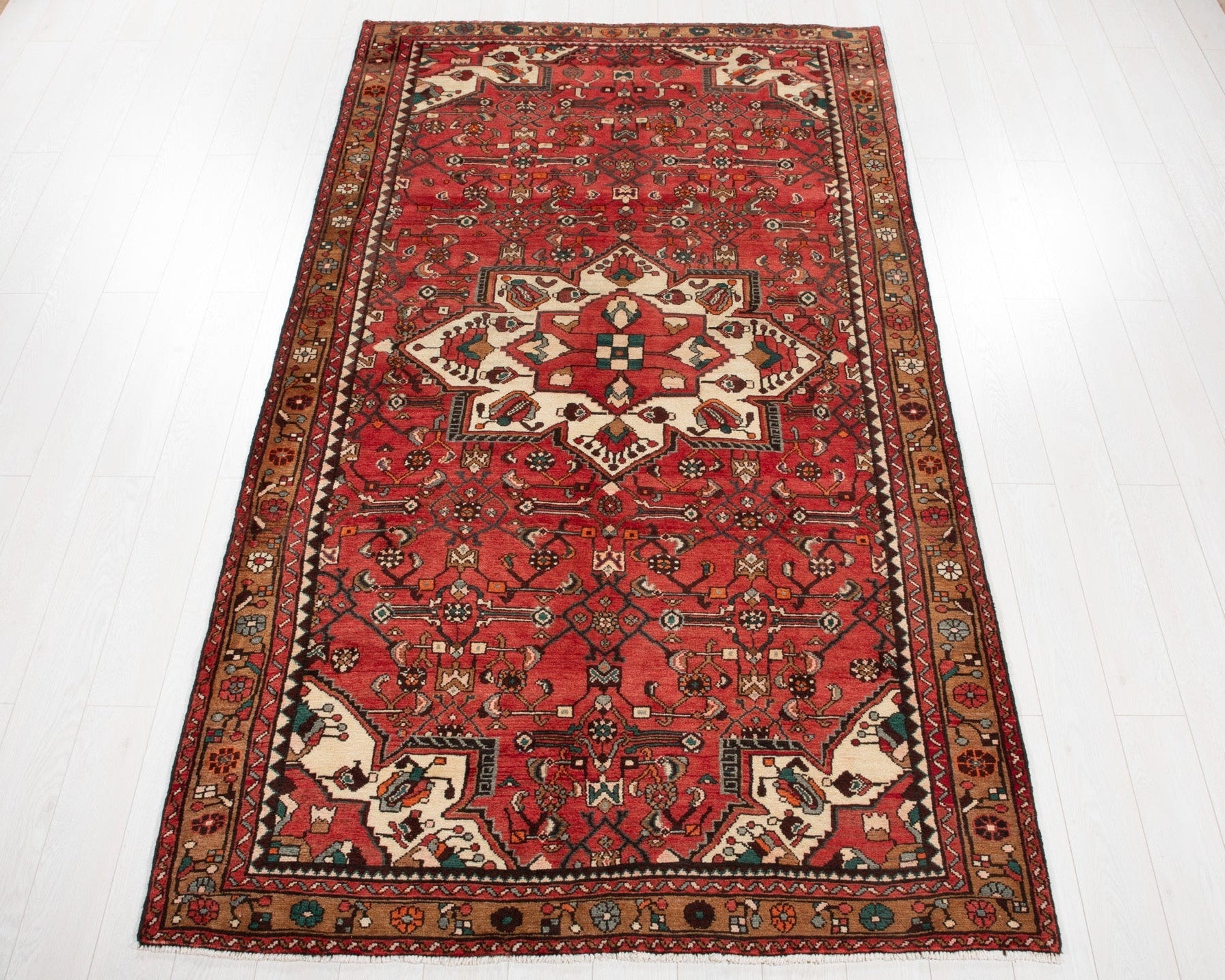 Hand-Knotted Vintage Wool Area Rug – 9' 10" x 5' 4" (300 x 163 cm) - Yasi & Fara