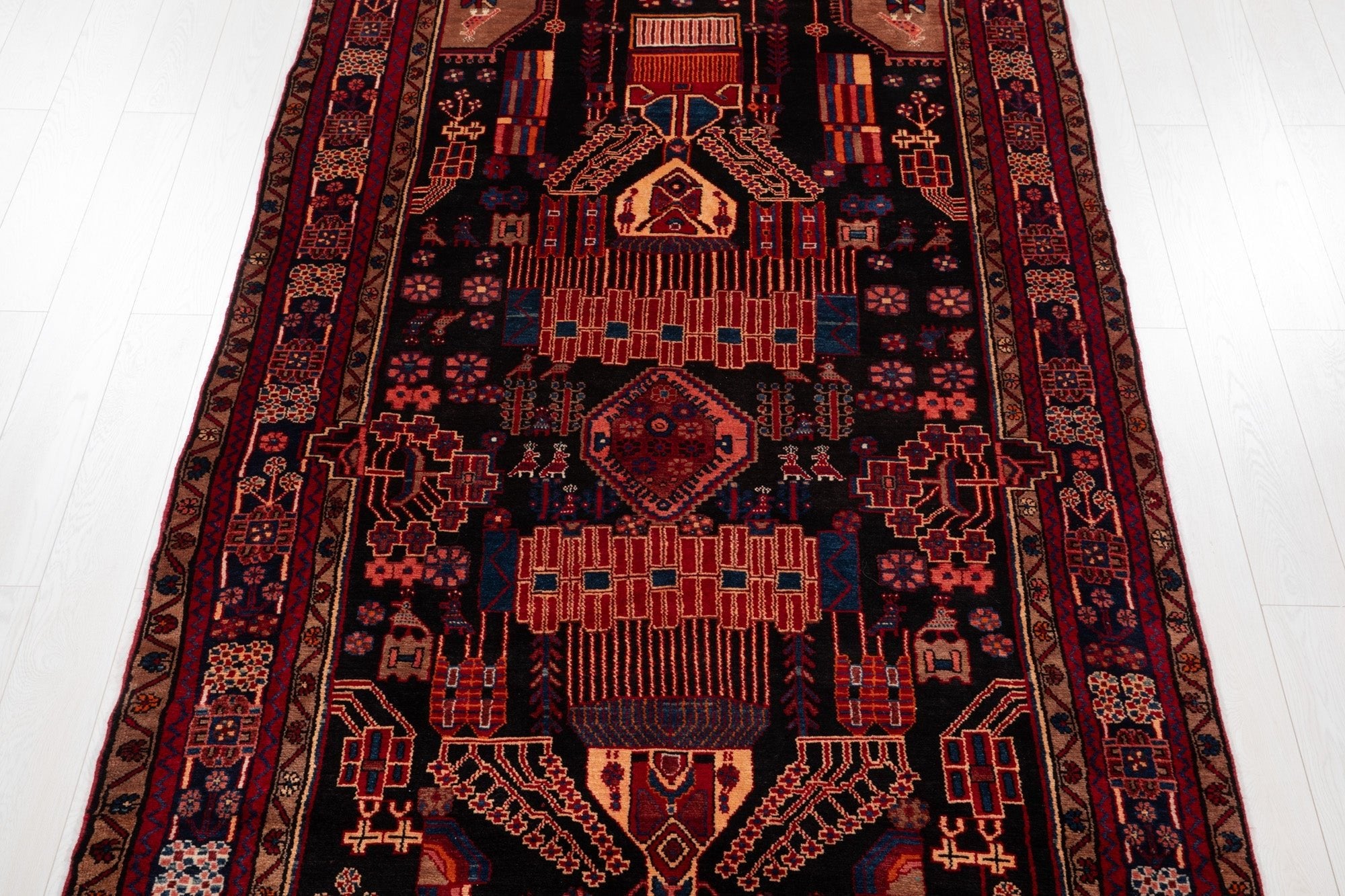 Hand-Knotted Vintage Wool Area Rug – 10' 5" x 5' 4" (319 × 162 cm) - Yasi & Fara