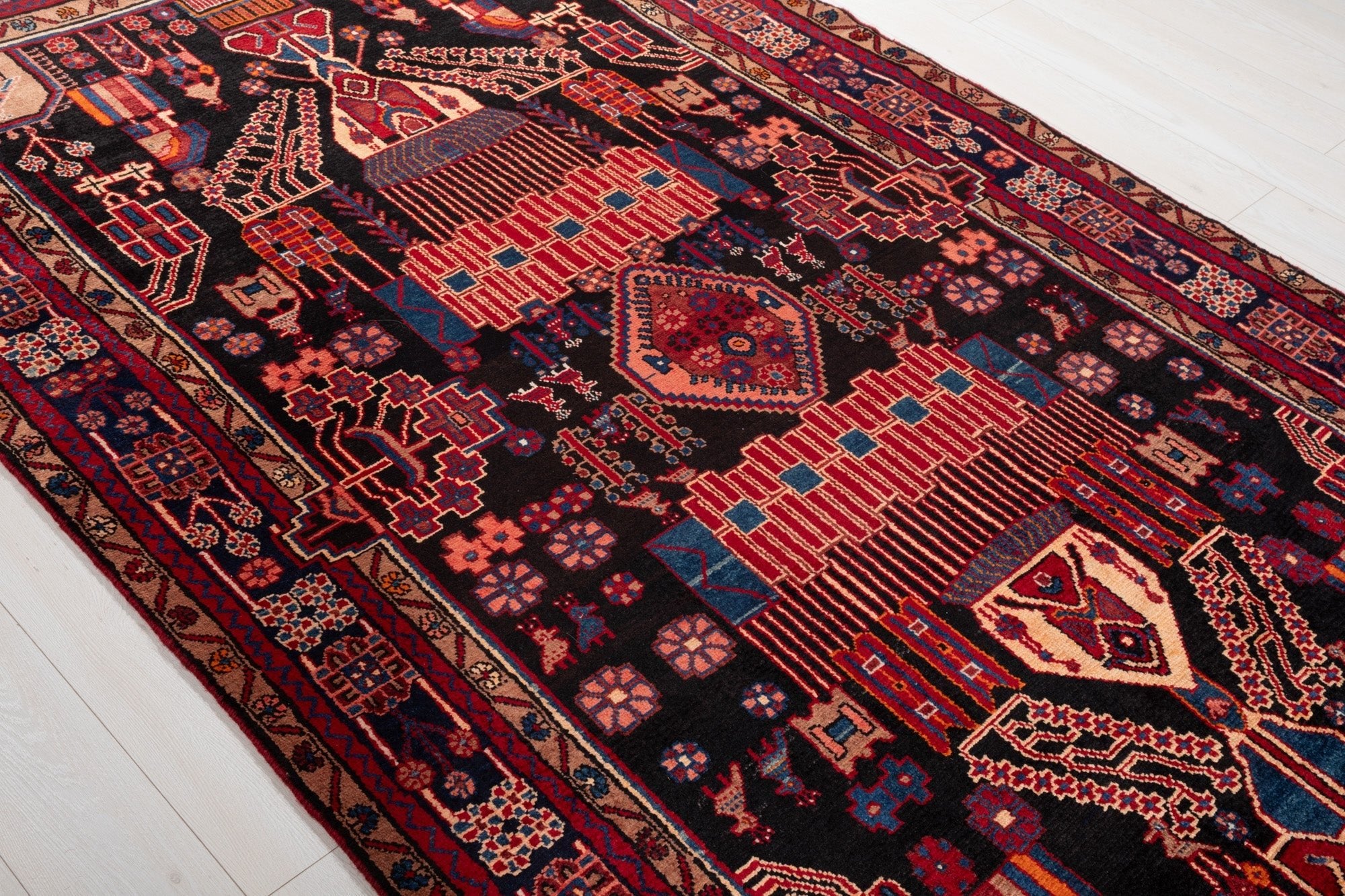 Hand-Knotted Vintage Wool Area Rug – 10' 5" x 5' 4" (319 × 162 cm) - Yasi & Fara