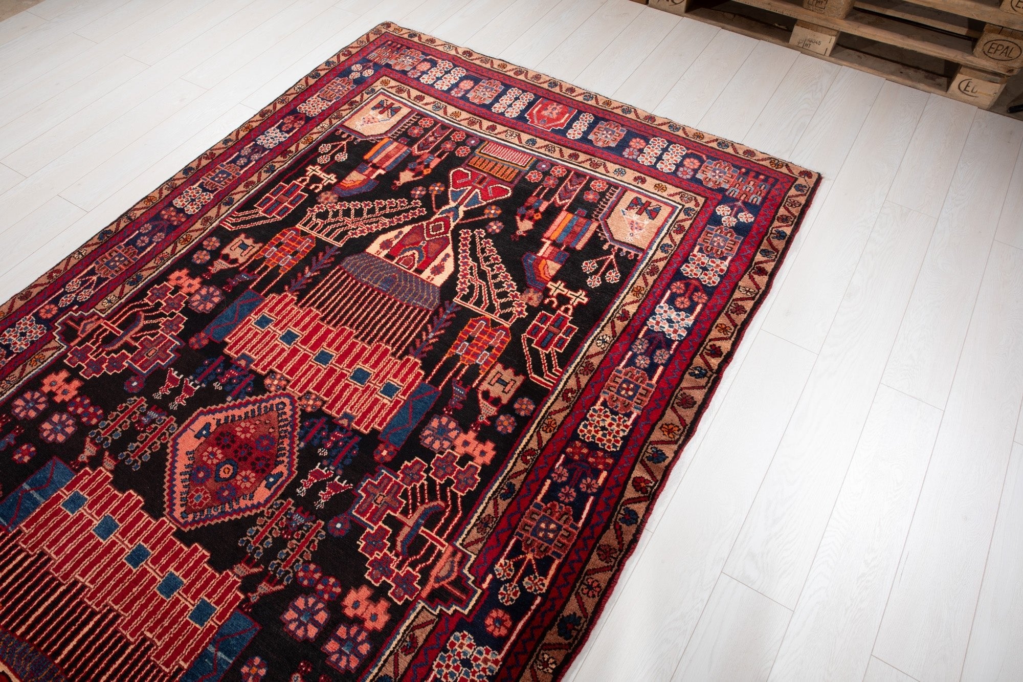 Hand-Knotted Vintage Wool Area Rug – 10' 5" x 5' 4" (319 × 162 cm) - Yasi & Fara