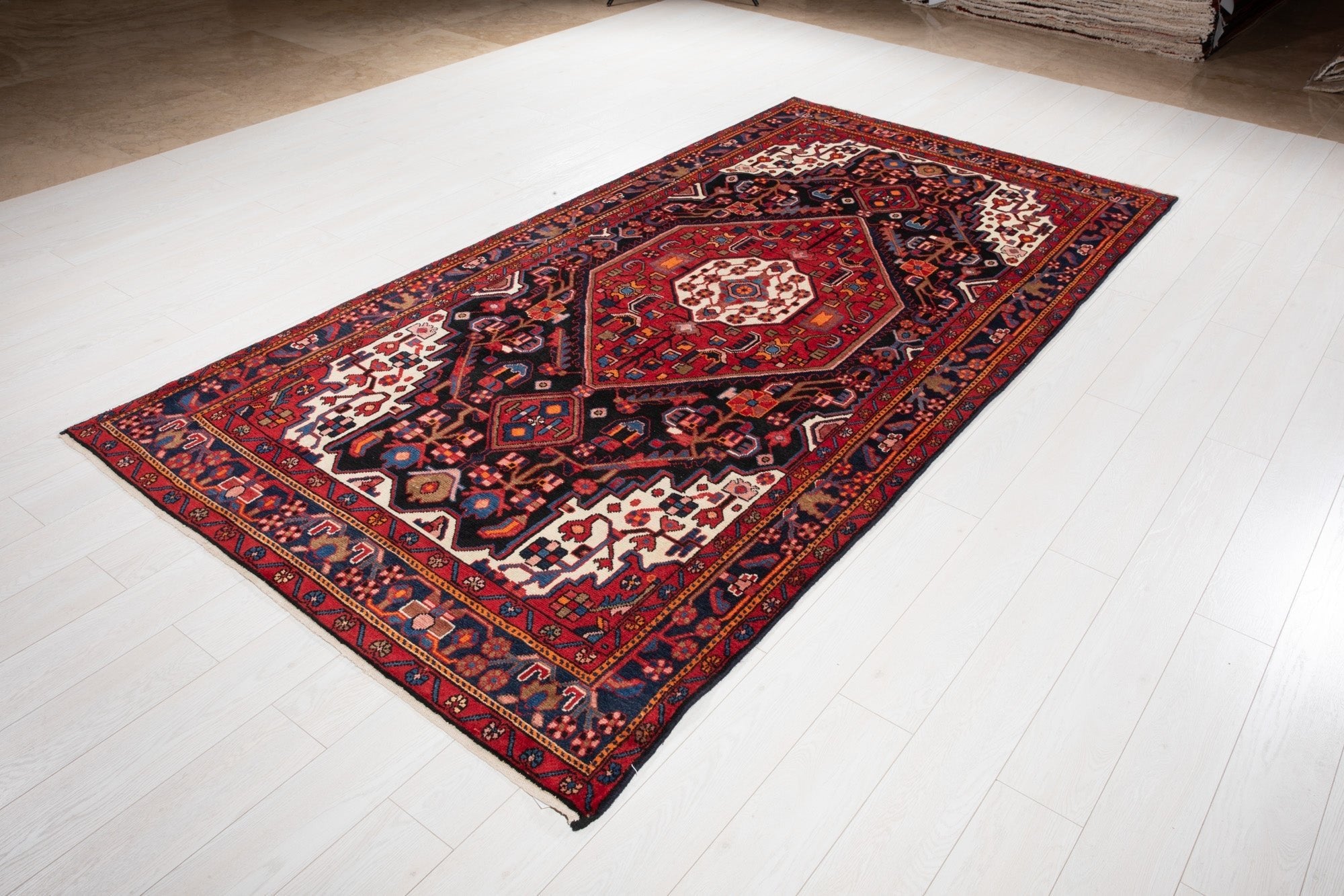 Hand-Knotted Vintage Wool Area Rug – 10' 1" x 5' 1" (307 × 155 cm) - Yasi & Fara