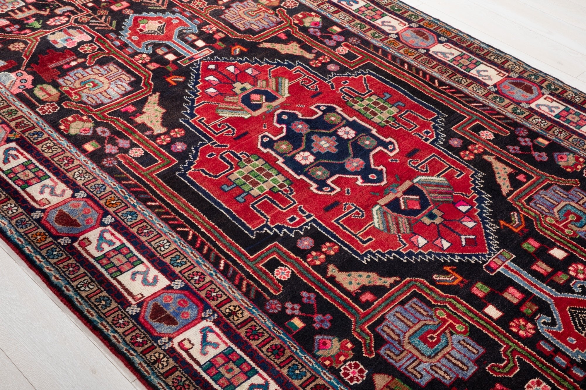 Hand-Knotted Vintage Wool Area Rug – 10' 2" x 5' 6" (309 × 167 cm) - Yasi & Fara