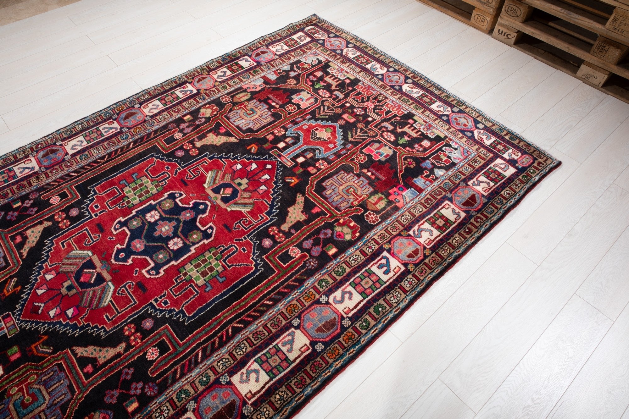 Hand-Knotted Vintage Wool Area Rug – 10' 2" x 5' 6" (309 × 167 cm) - Yasi & Fara