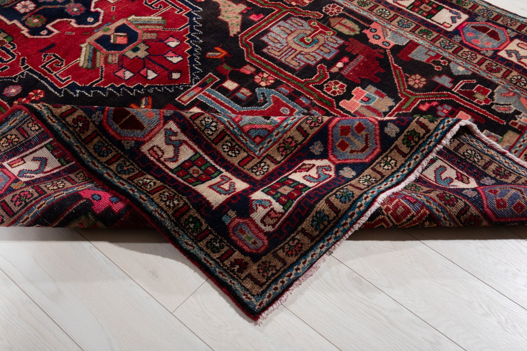 Hand-Knotted Vintage Wool Area Rug – 10' 2" x 5' 6" (309 × 167 cm) - Yasi & Fara