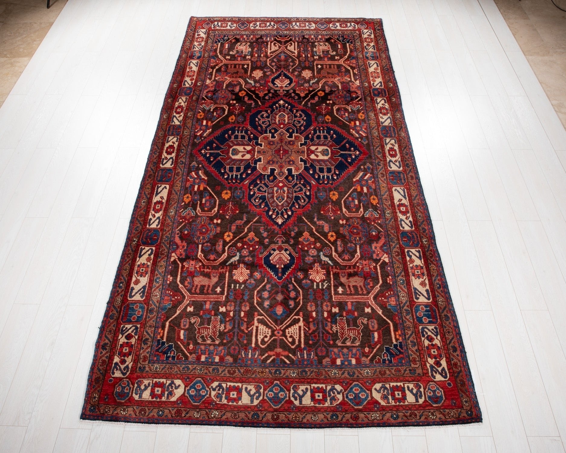Hand-Knotted Vintage Wool Area Rug – 11' 7" x 5' 8" (354 × 173 cm) - Yasi & Fara