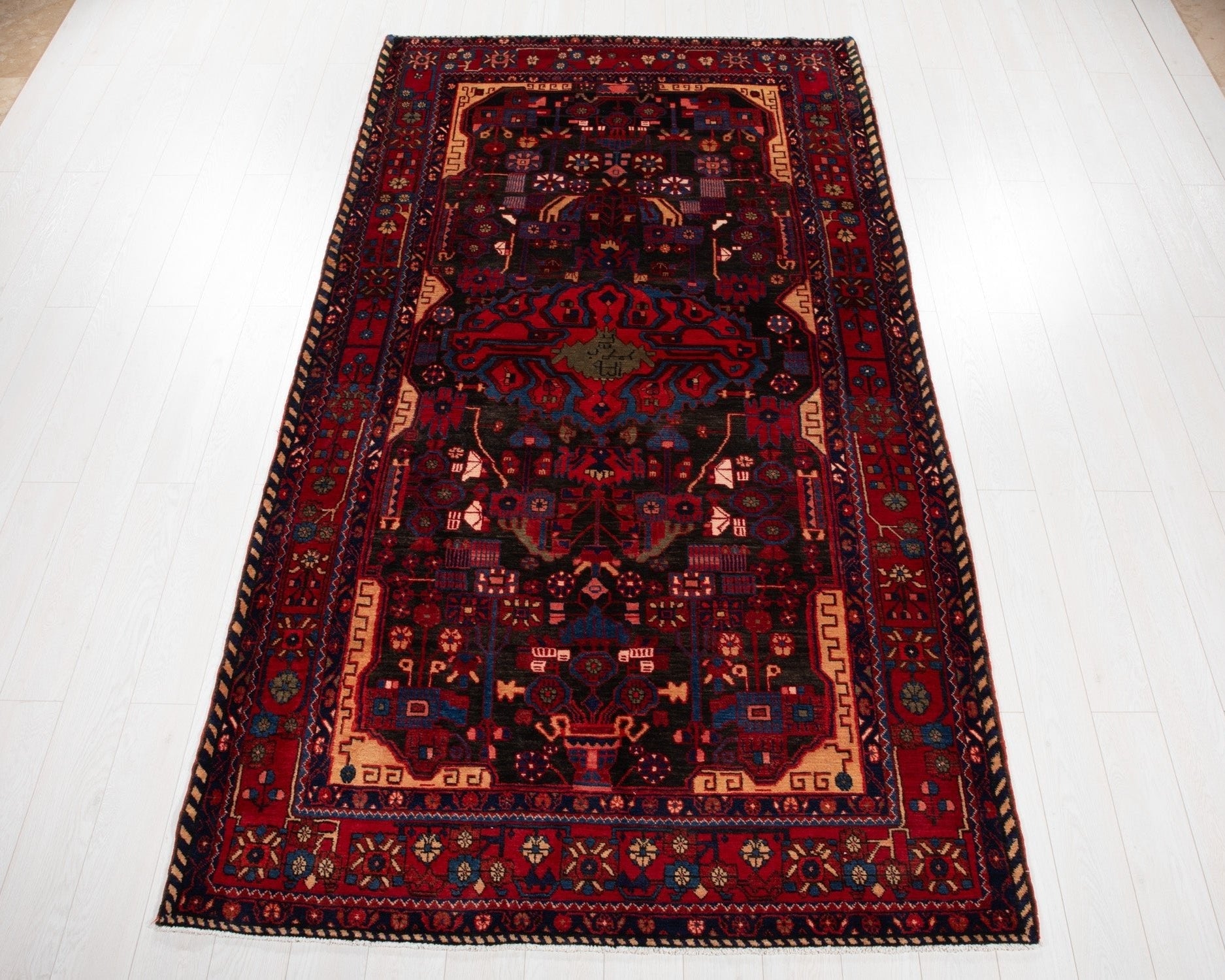 Hand-Knotted Vintage Wool Area Rug – 10' 1" x 5' 5" (307 × 166 cm) - Yasi & Fara