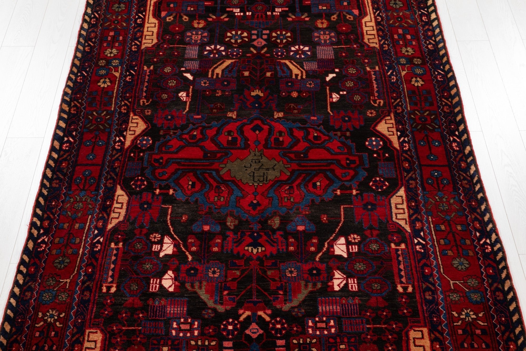 Hand-Knotted Vintage Wool Area Rug – 10' 1" x 5' 5" (307 × 166 cm) - Yasi & Fara