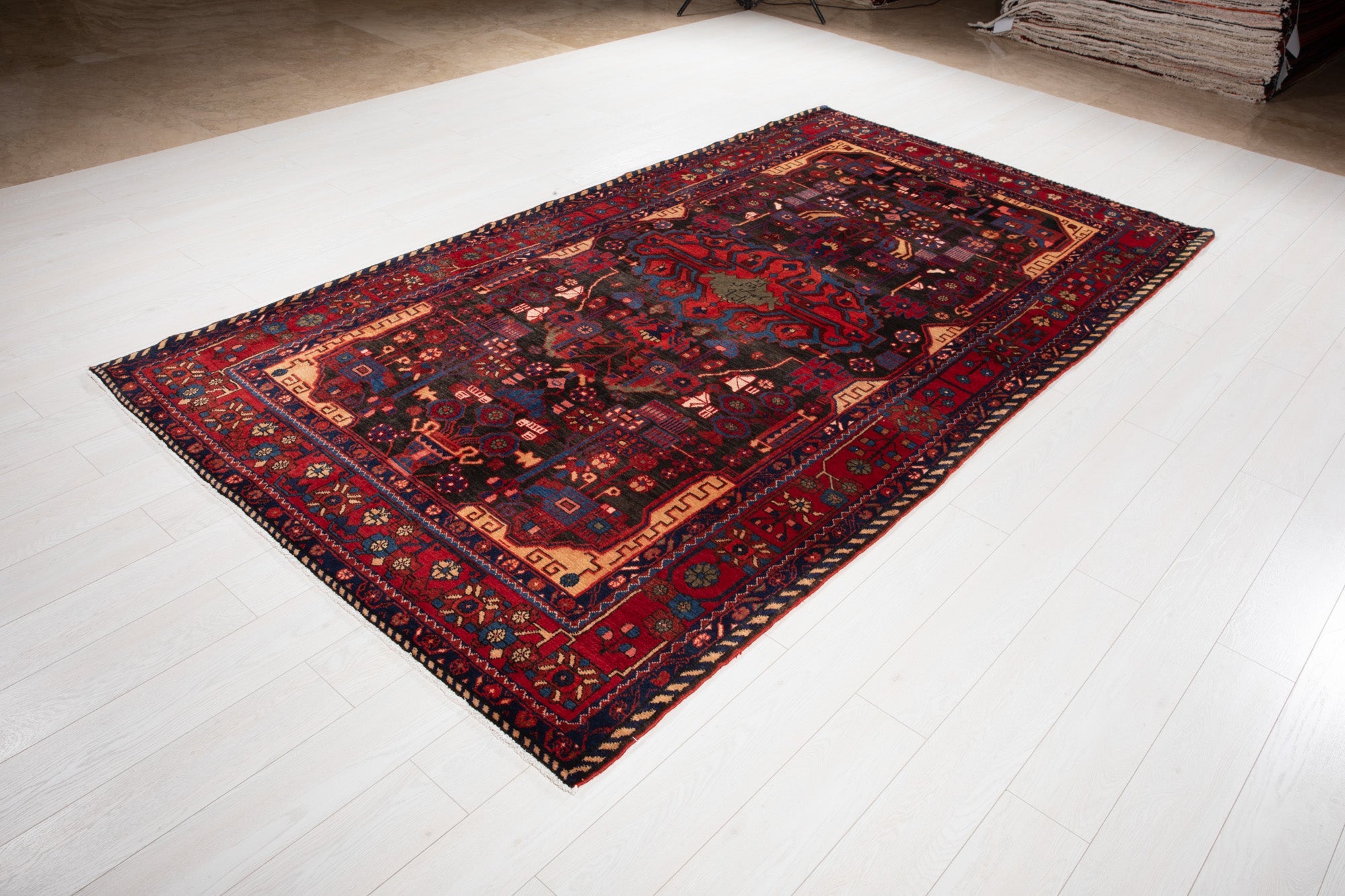 Hand-Knotted Vintage Wool Area Rug – 10' 1" x 5' 5" (307 × 166 cm) - Yasi & Fara