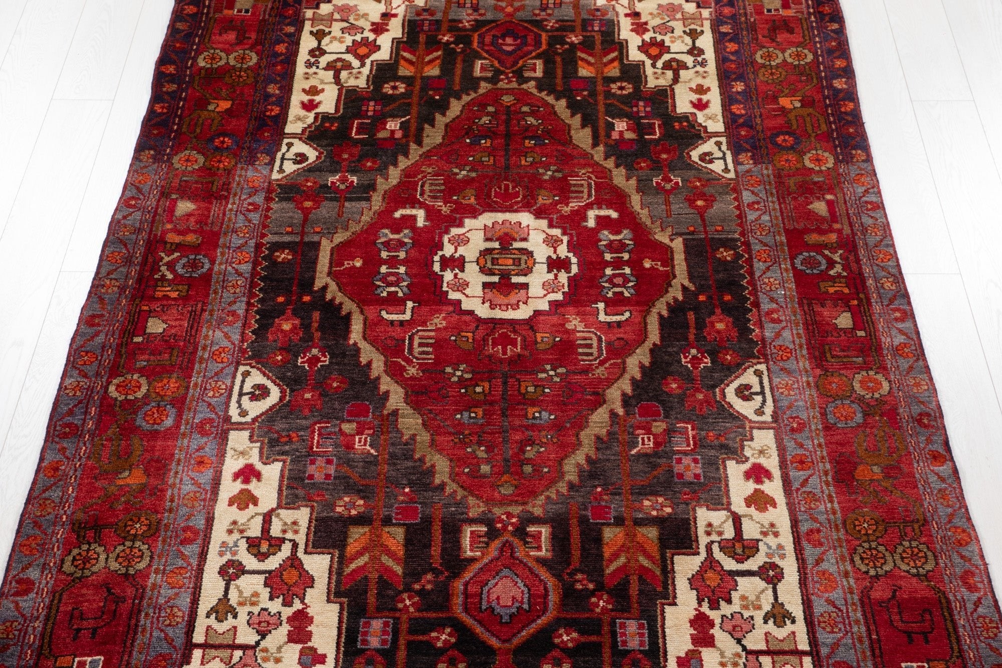 Hand-Knotted Vintage Wool Area Rug – 10' 1" x 5' 6" (308 × 169 cm) - Yasi & Fara