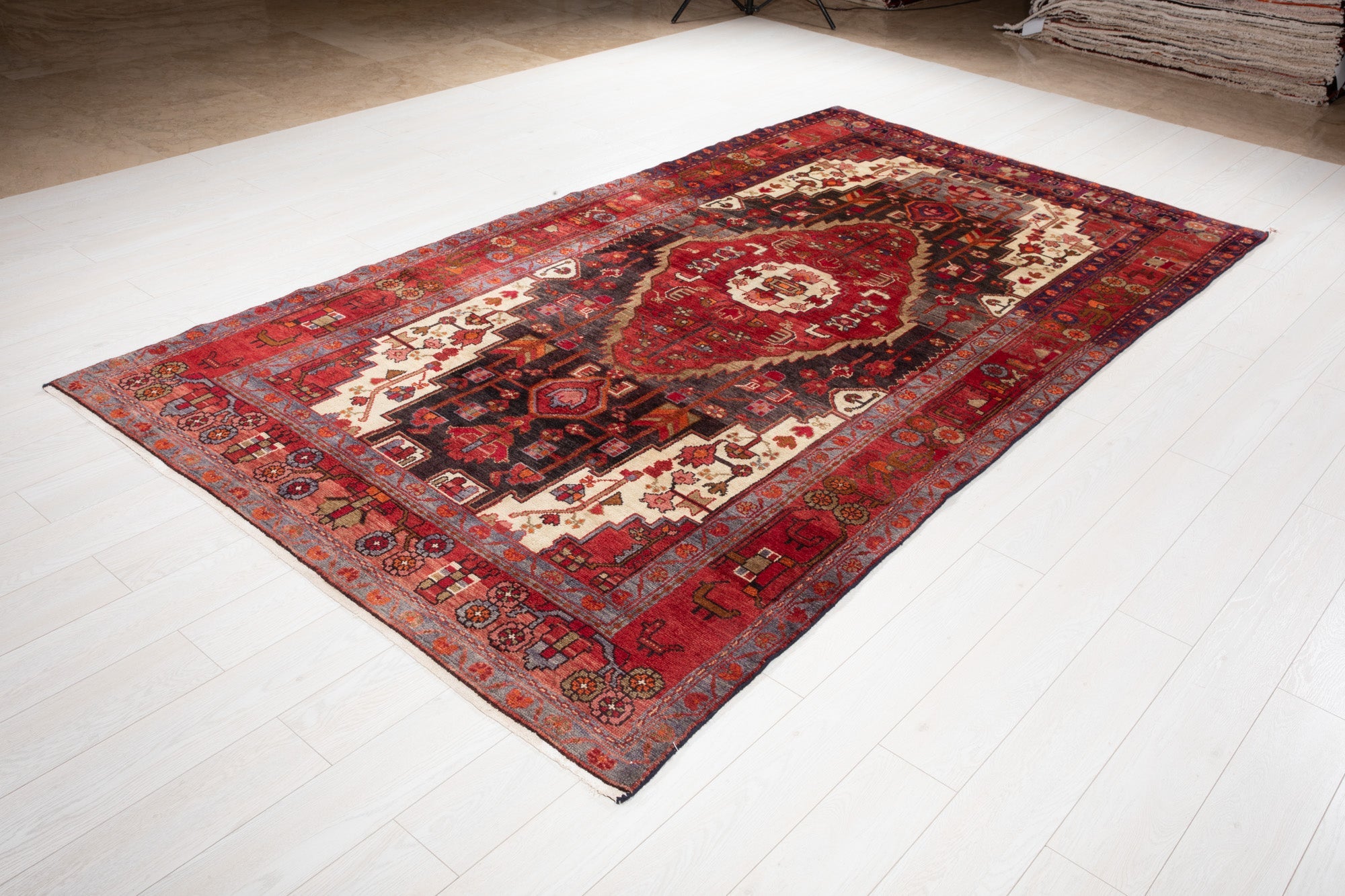 Hand-Knotted Vintage Wool Area Rug – 10' 1" x 5' 6" (308 × 169 cm) - Yasi & Fara