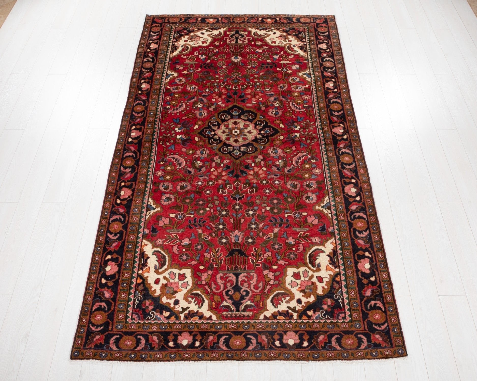 Hand-Knotted Vintage Wool Area Rug – 9' 8" x 5' 2" (294 × 158 cm) - Yasi & Fara