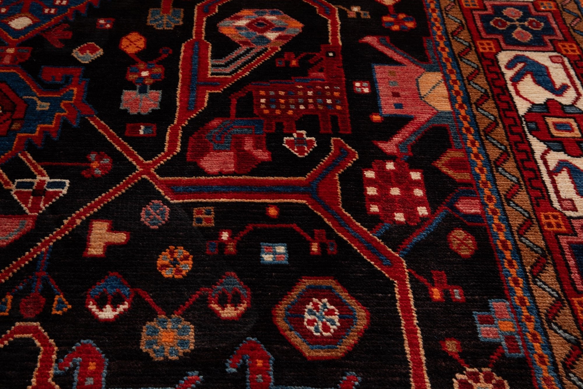 Hand-Knotted Vintage Wool Area Rug – 9' 5" x 5' 6" (288 × 167 cm) - Yasi & Fara