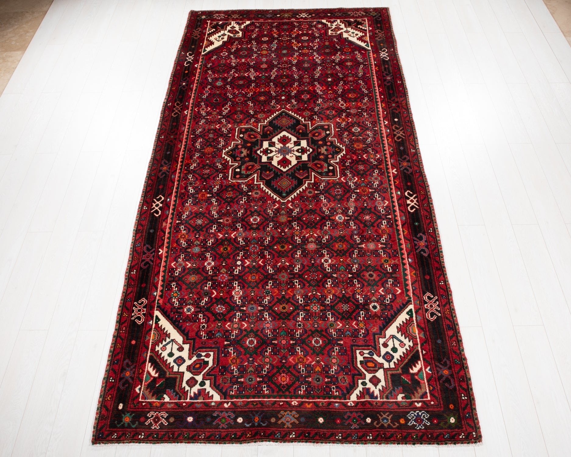 Hand-Knotted Vintage Wool Area Rug – 10' 10" x 5' 3" (331 × 161 cm) - Yasi & Fara