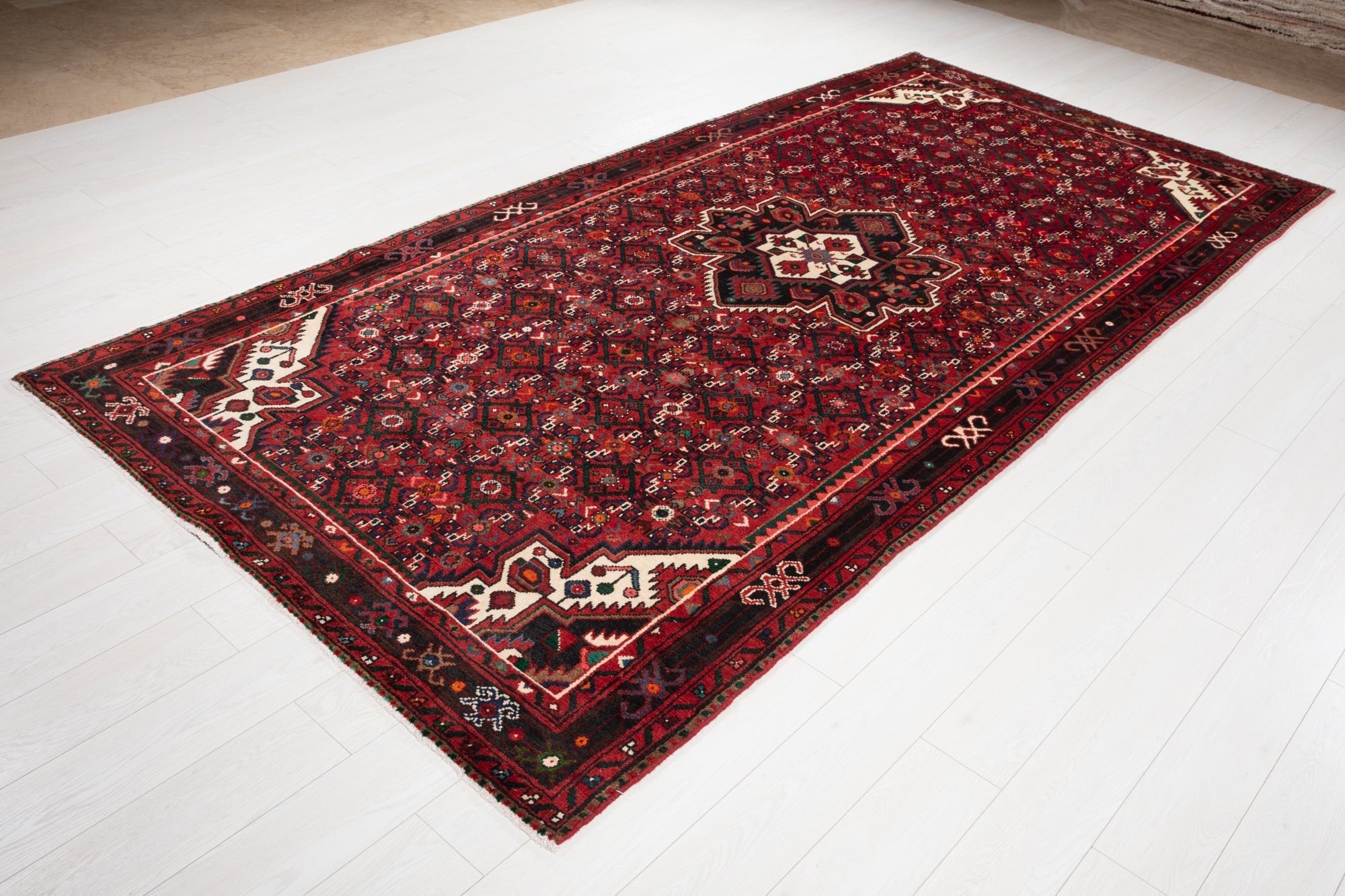 Hand-Knotted Vintage Wool Area Rug – 10' 10" x 5' 3" (331 × 161 cm) - Yasi & Fara