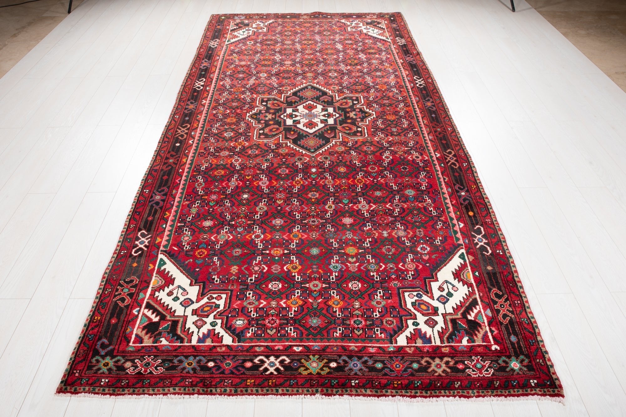 Hand-Knotted Vintage Wool Area Rug – 10' 10" x 5' 3" (331 × 161 cm) - Yasi & Fara