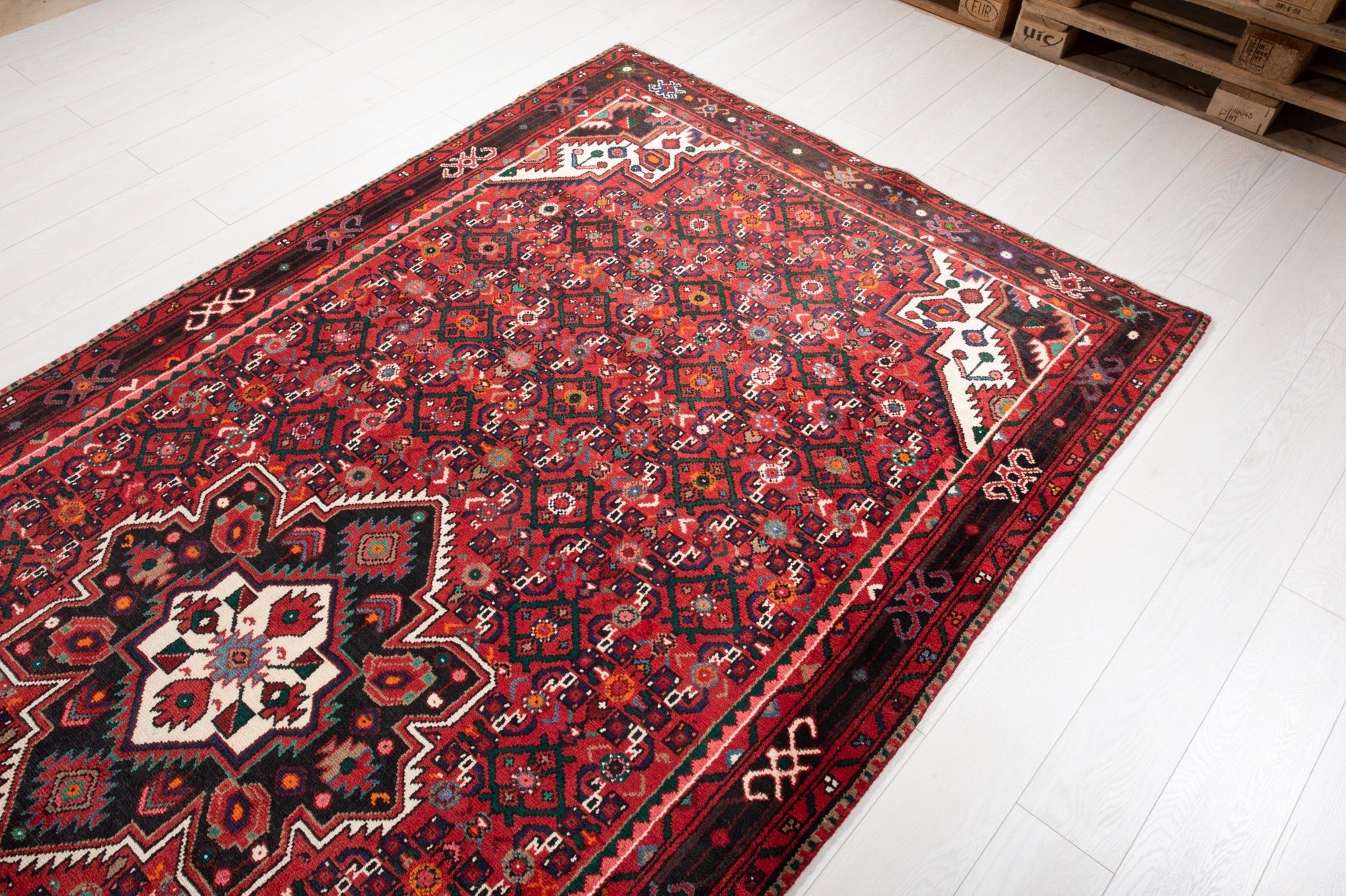 Hand-Knotted Vintage Wool Area Rug – 10' 10" x 5' 3" (331 × 161 cm) - Yasi & Fara