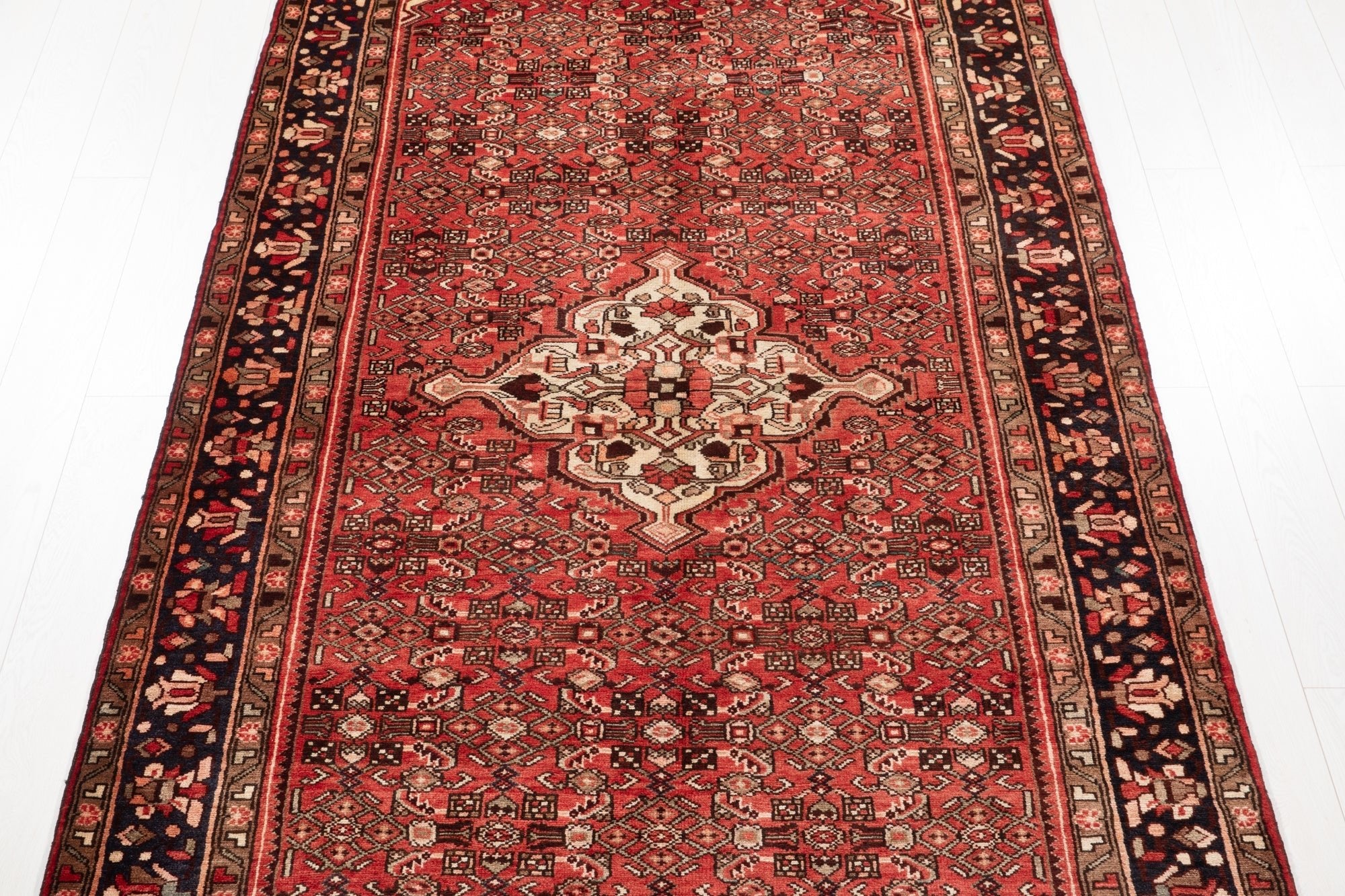 Hand-Knotted Vintage Wool Area Rug – 10' 6" x 5' 5" (321 × 166 cm) - Yasi & Fara