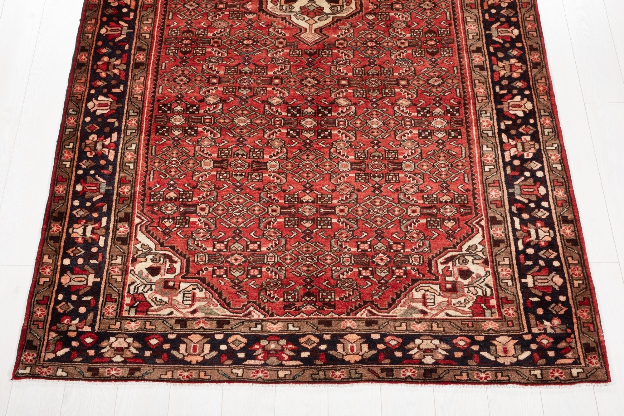 Hand-Knotted Vintage Wool Area Rug – 10' 6" x 5' 5" (321 × 166 cm) - Yasi & Fara
