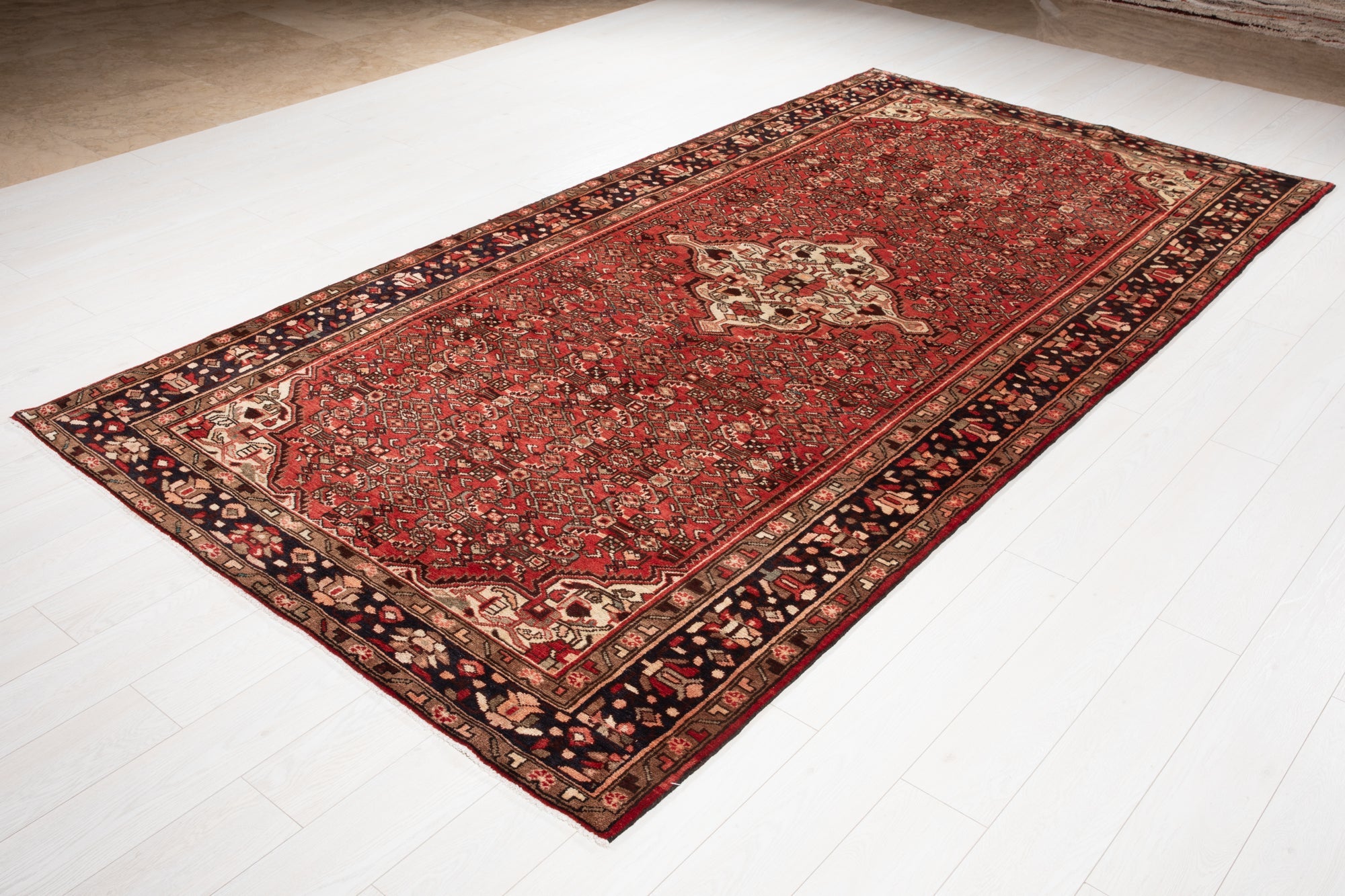 Hand-Knotted Vintage Wool Area Rug – 10' 6" x 5' 5" (321 × 166 cm) - Yasi & Fara