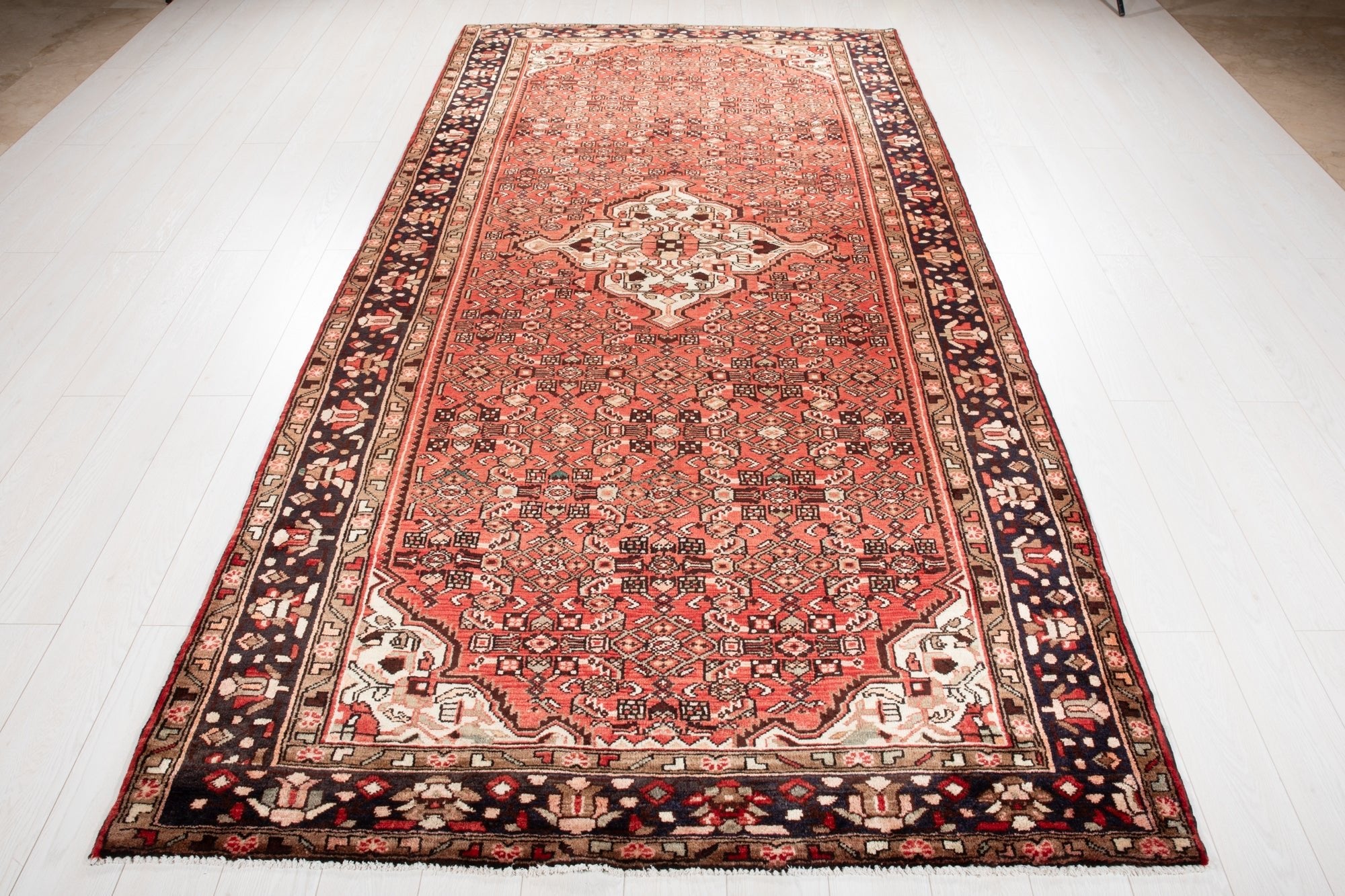 Hand-Knotted Vintage Wool Area Rug – 10' 6" x 5' 5" (321 × 166 cm) - Yasi & Fara