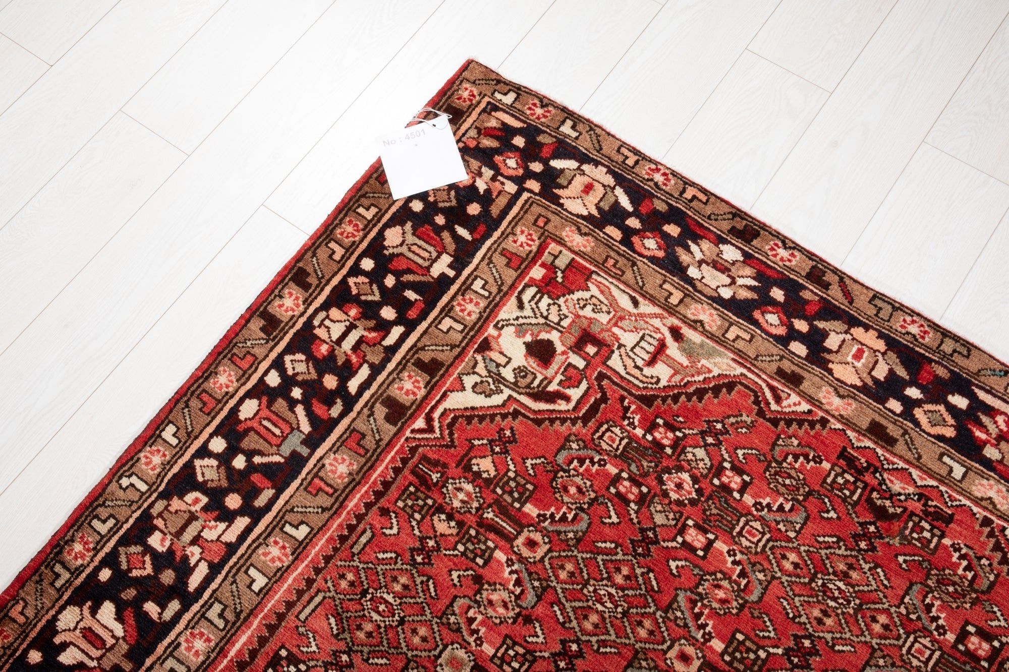 Hand-Knotted Vintage Wool Area Rug – 10' 6" x 5' 5" (321 × 166 cm) - Yasi & Fara