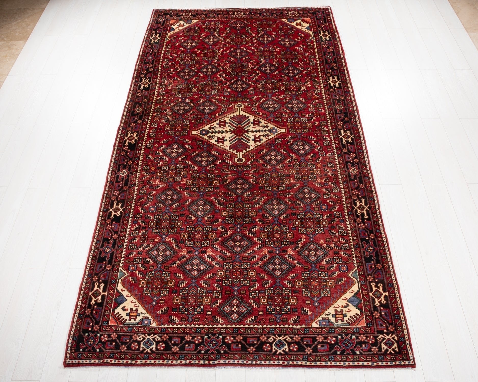 Hand-Knotted Vintage Wool Area Rug – 11' x 5' 10" (334 × 178 cm) - Yasi & Fara