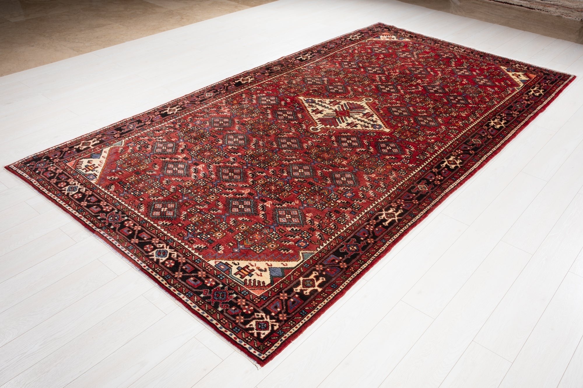 Hand-Knotted Vintage Wool Area Rug – 11' x 5' 10" (334 × 178 cm) - Yasi & Fara