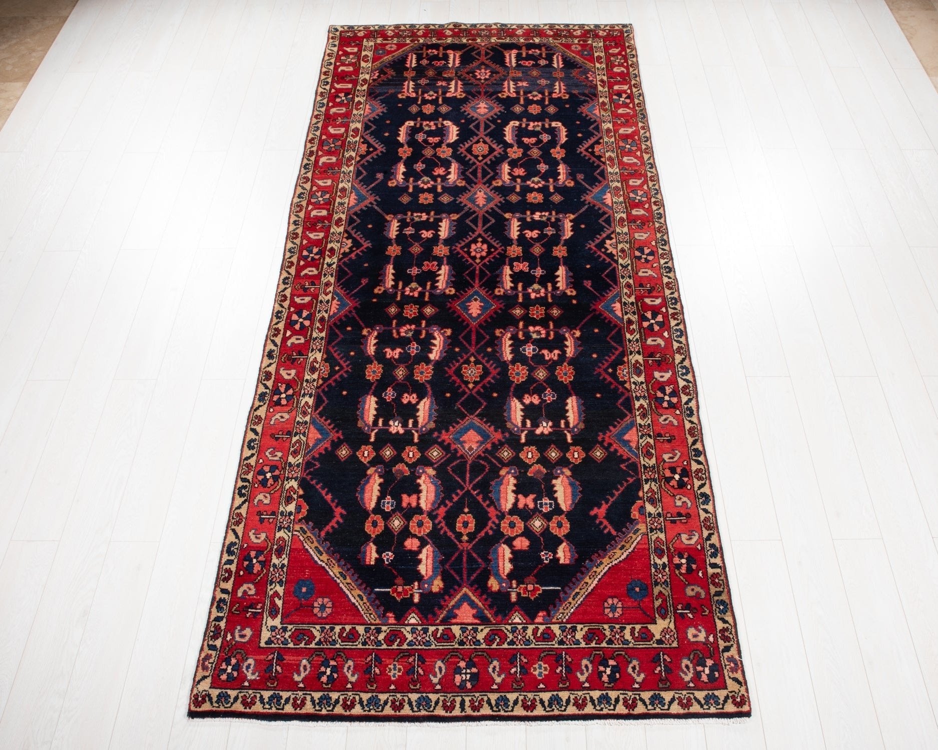 Hand-Knotted Vintage Wool Runner Rug – 10' 9" x 4' 8" (329 × 141 cm) - Yasi & Fara