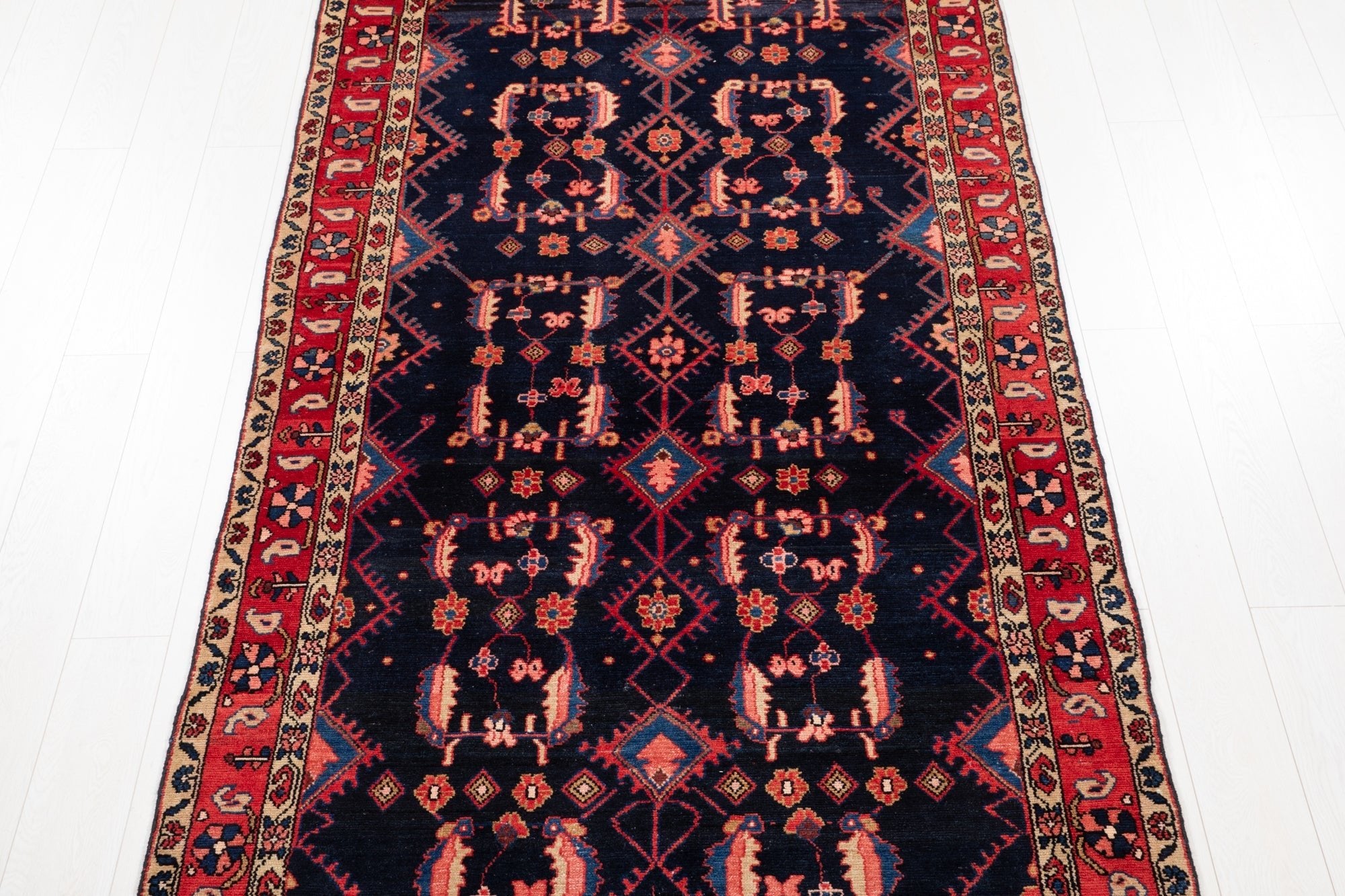 Hand-Knotted Vintage Wool Runner Rug – 10' 9" x 4' 8" (329 × 141 cm) - Yasi & Fara