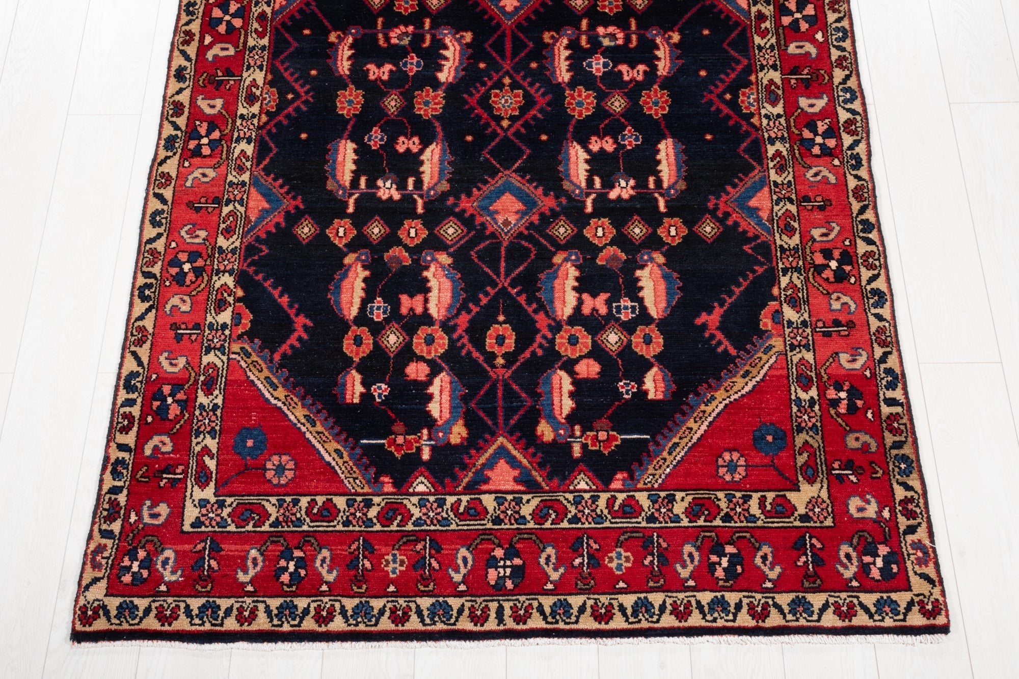 Hand-Knotted Vintage Wool Runner Rug – 10' 9" x 4' 8" (329 × 141 cm) - Yasi & Fara