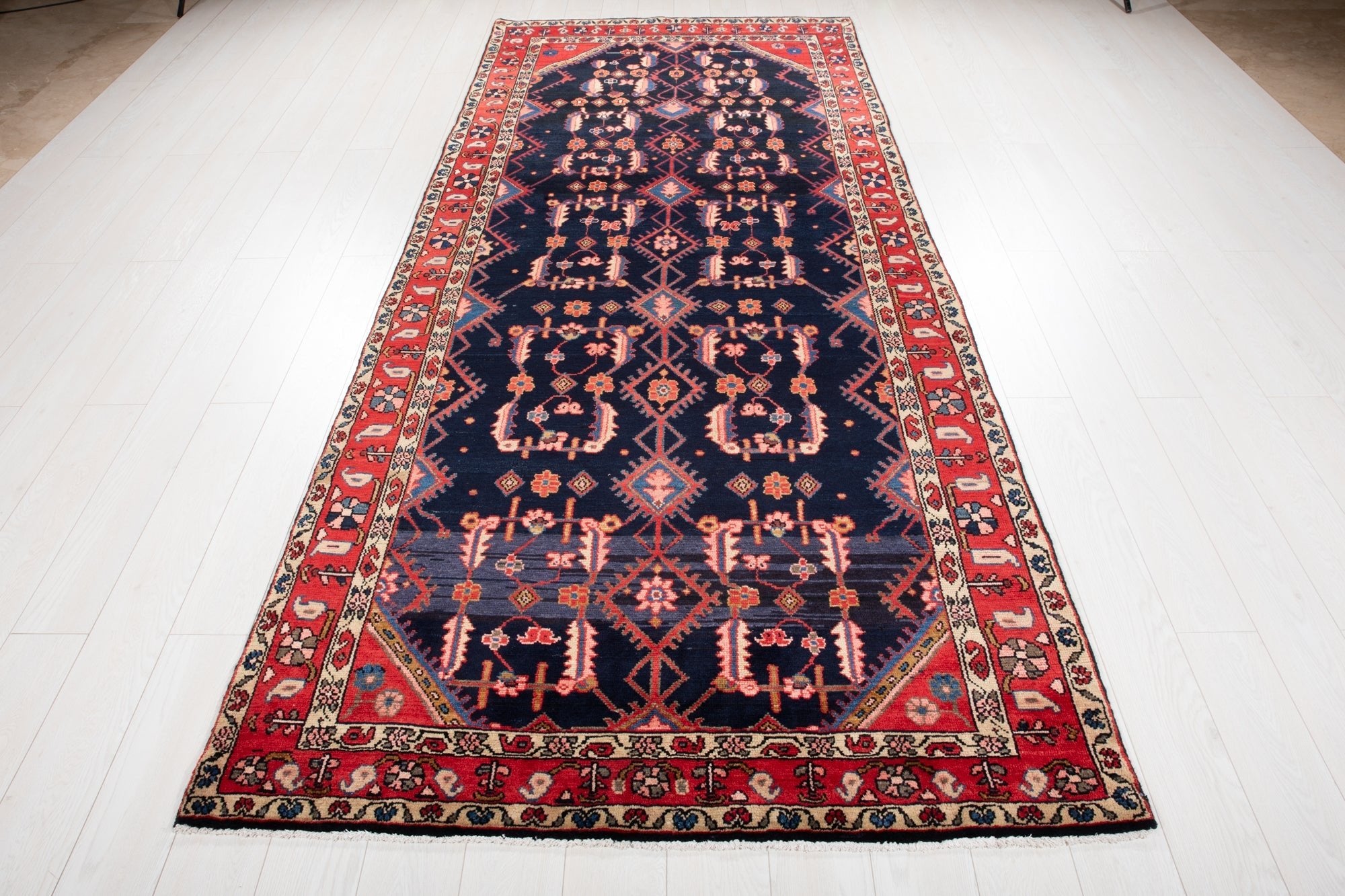 Hand-Knotted Vintage Wool Runner Rug – 10' 9" x 4' 8" (329 × 141 cm) - Yasi & Fara