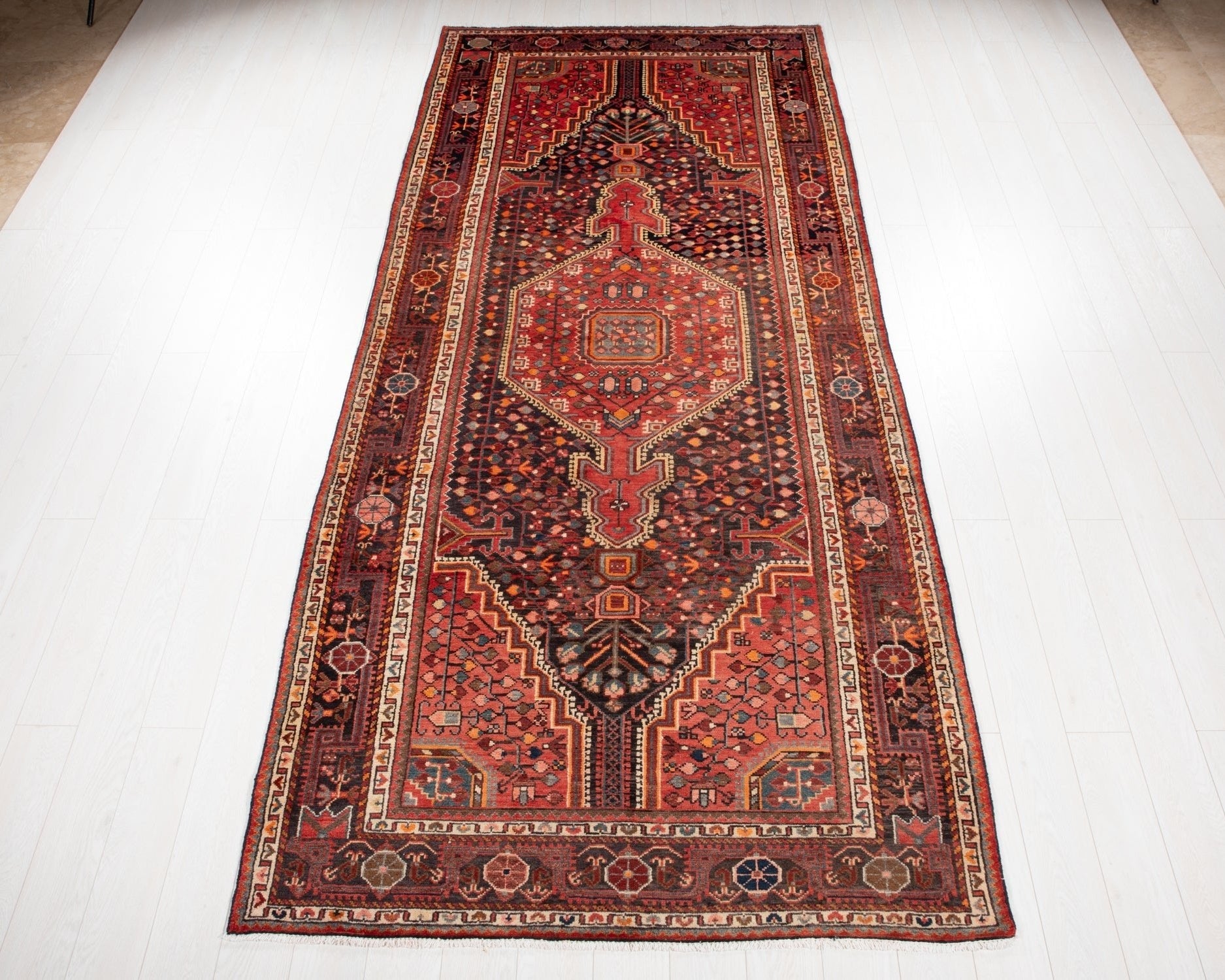 Hand-Knotted Vintage Wool Area Rug – 11' 8" x 5' 1" (355 × 154 cm - Yasi & Fara