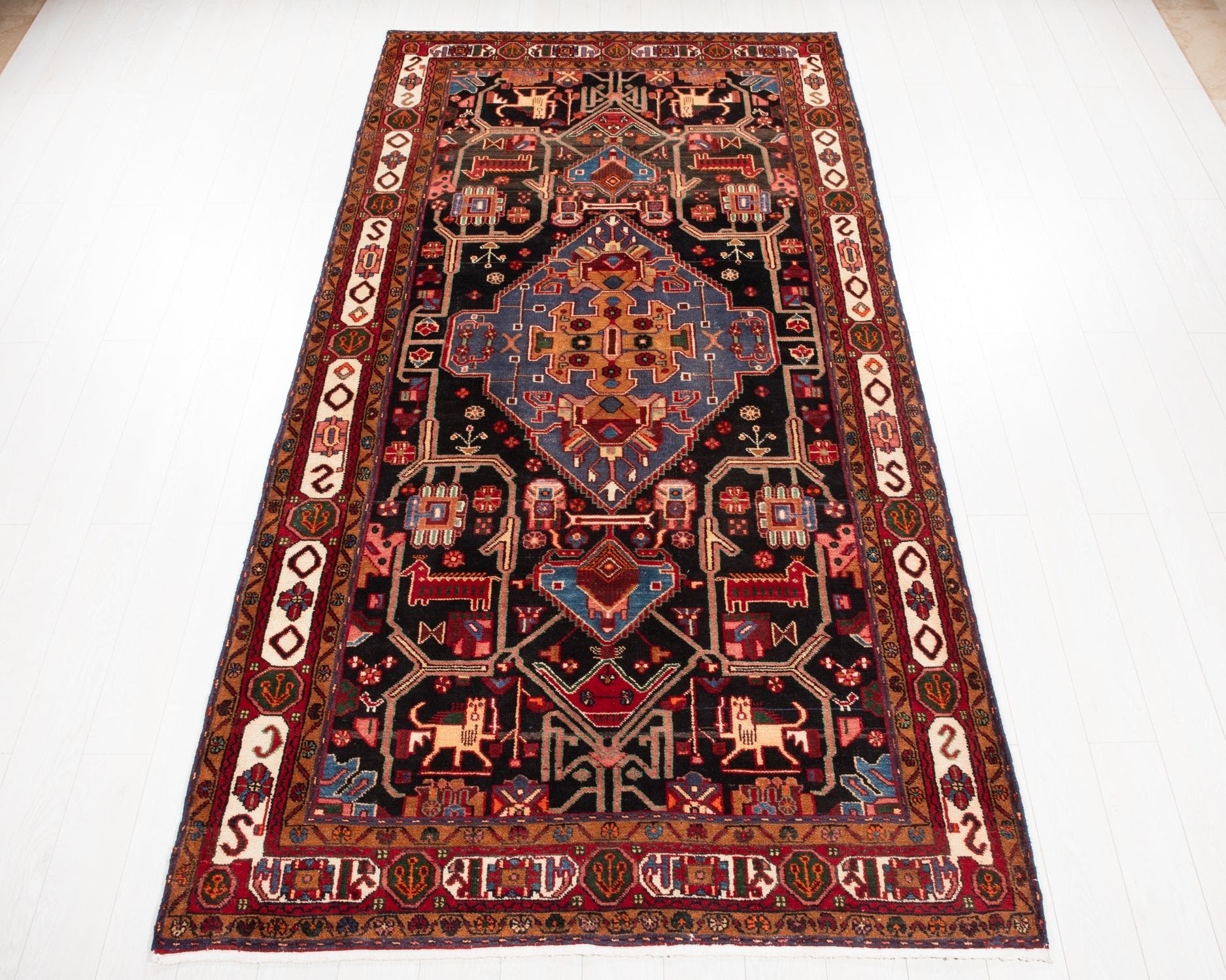 Hand-Knotted Vintage Wool Area Rug – 10' 4" x 5' 3" (315 × 160 cm) - Yasi & Fara