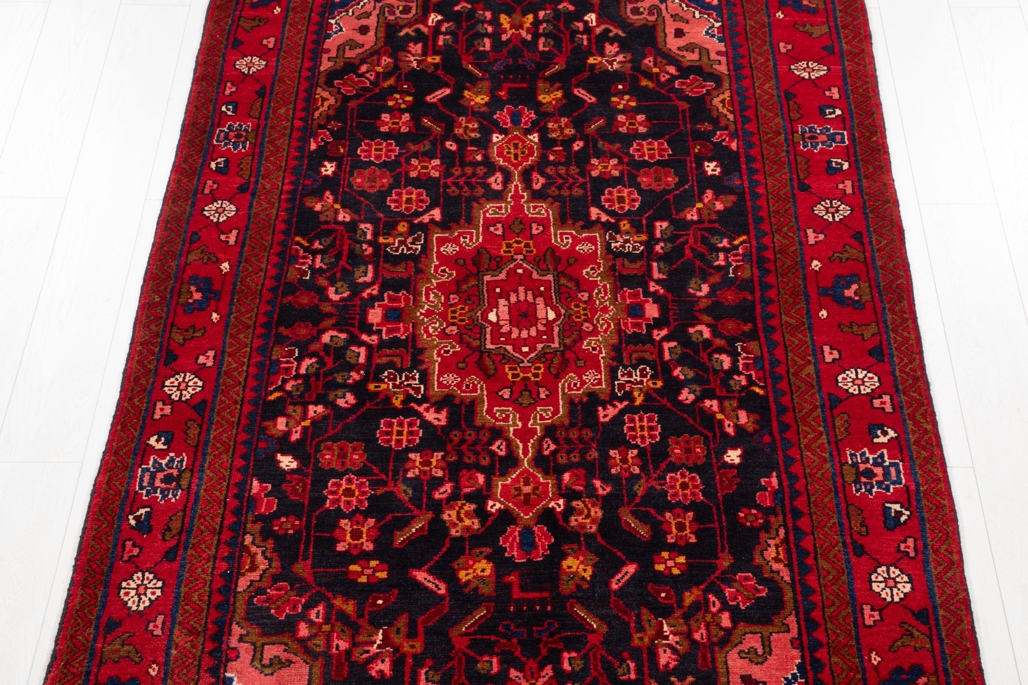 Hand-Knotted Vintage Wool Area Rug – 8' 2" x 4' 6" (249 × 138 cm) - Yasi & Fara
