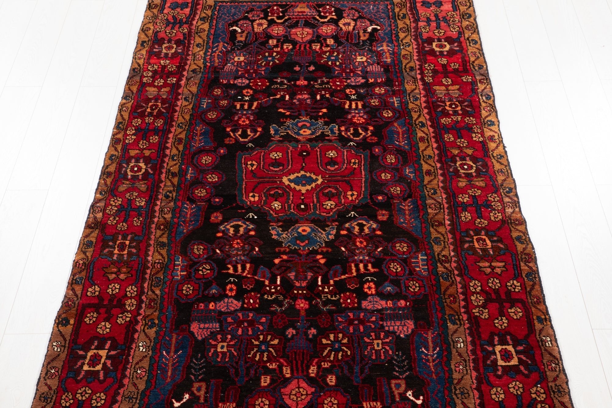 Hand-Knotted Vintage Wool Area Rug – 9' 8" x 4' 9" (296 × 146 cm) - Yasi & Fara